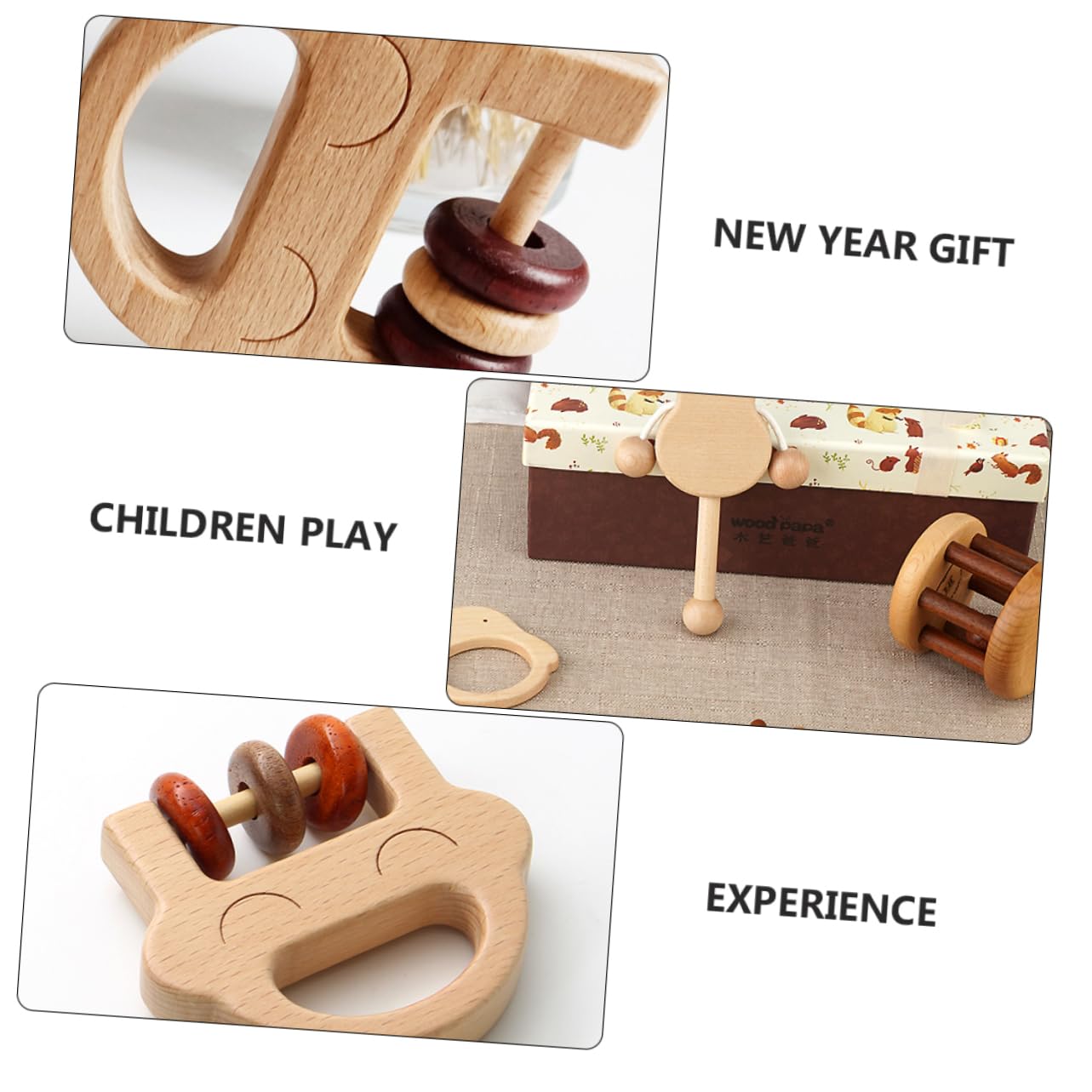 Milisten Wooden Baby Rattles Baby's Toy Bed Bell Hand Rattle Toys Newborn for Toddlers