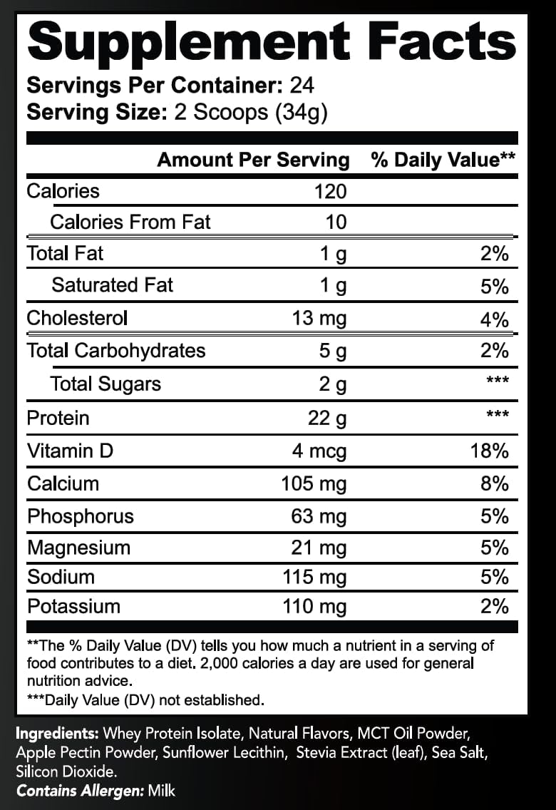 Advanced 100% Whey Protein Isolate Powder, Vanilla – 22g Protein, MCT Oil, Apple Pectin, Stevia Sweetened, Non-GMO, Vegetarian, Muscle Recovery & Growth