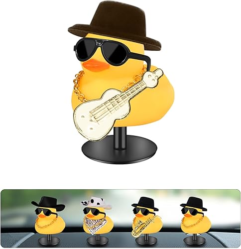 Miniatura 43 de Patos de goma con soporte de enchufe de pato, patos de automóvil para tablero de instrumentos, pato para decoración de Jeep y automóvil, divertido