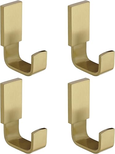 Miniatura 14 de BESy Gancho de latón para ropa, gancho único para toalla para baño, cocina, garaje, estilo cuadrado, ganchos para bata, gancho para abrigo y Oro