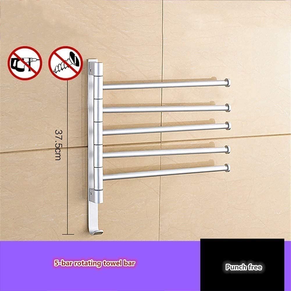 Rack Toallas Actividad Giratoria Toallero De 5 Barras Espacio Toalla Aluminio Brazo Plegable para Hotel Baño Cocina Accesorios De Baño