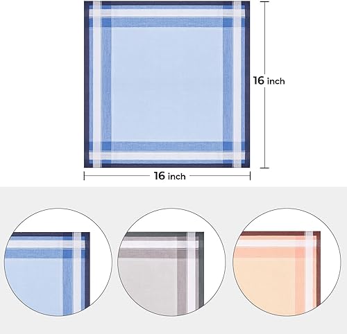 Miniatura 5 de Ohuhu Pañuelos para hombre, 12 unidades, 100% algodón, juego de cuadrados clásicos de bolsillo, regalo