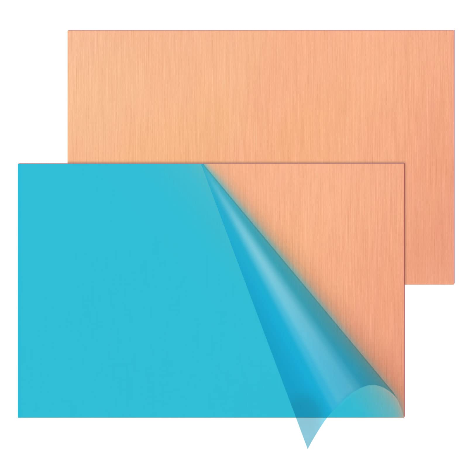 2PCS Copper Sheet, 8” x 12”, 24 Gauge(0.02inch Thick), Double-Sided Attached Film Copper Plates for Jewelry, Handmade Pure Copper Artworks, Repairs, Enameling, Electrical, No Scratches