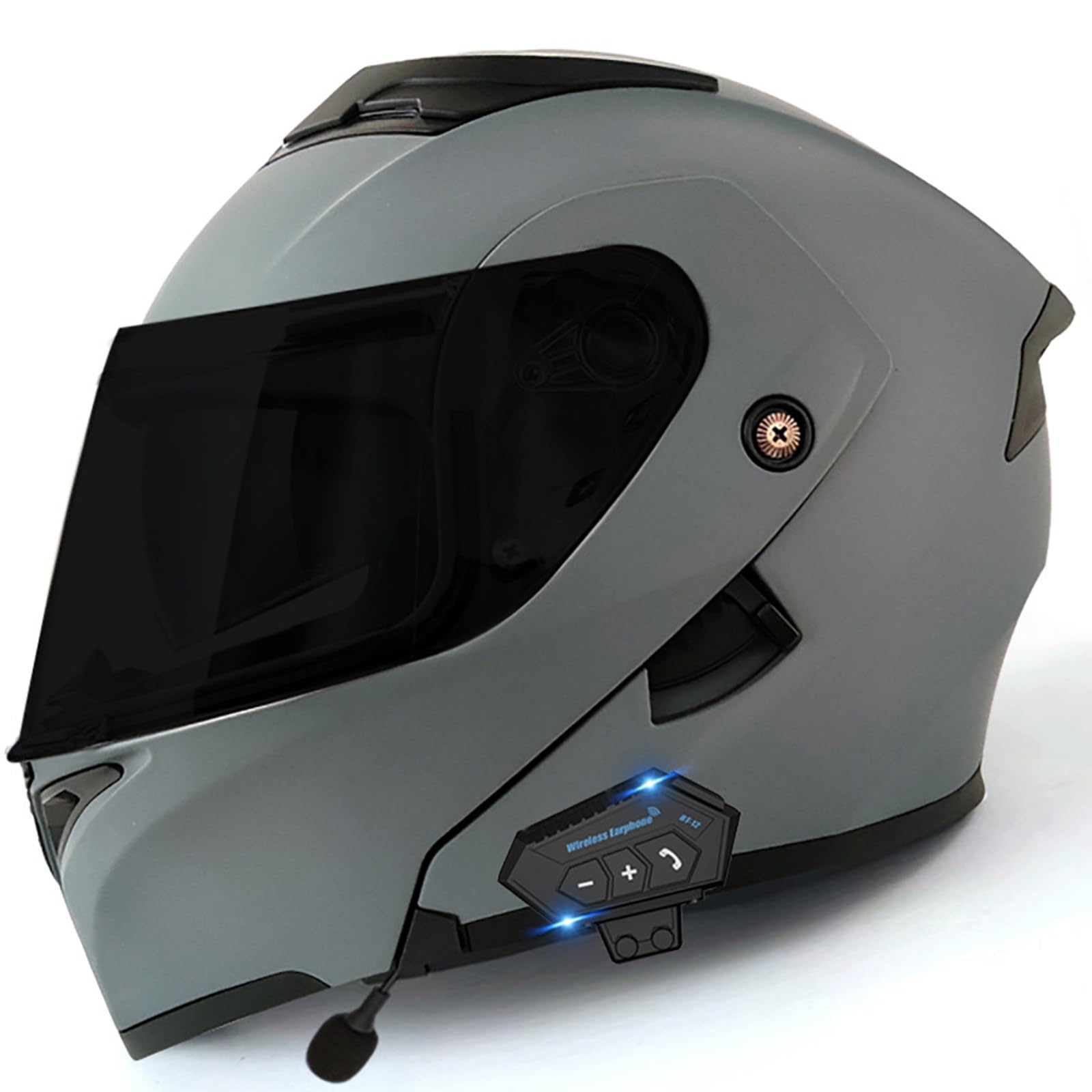 Casco abatible con Bluetooth, casco integral con Bluetooth, casco de moto con doble visera, certificado DOT para adultos, mujeres y hombres, casco de alta calidad. C,L=59-60CM