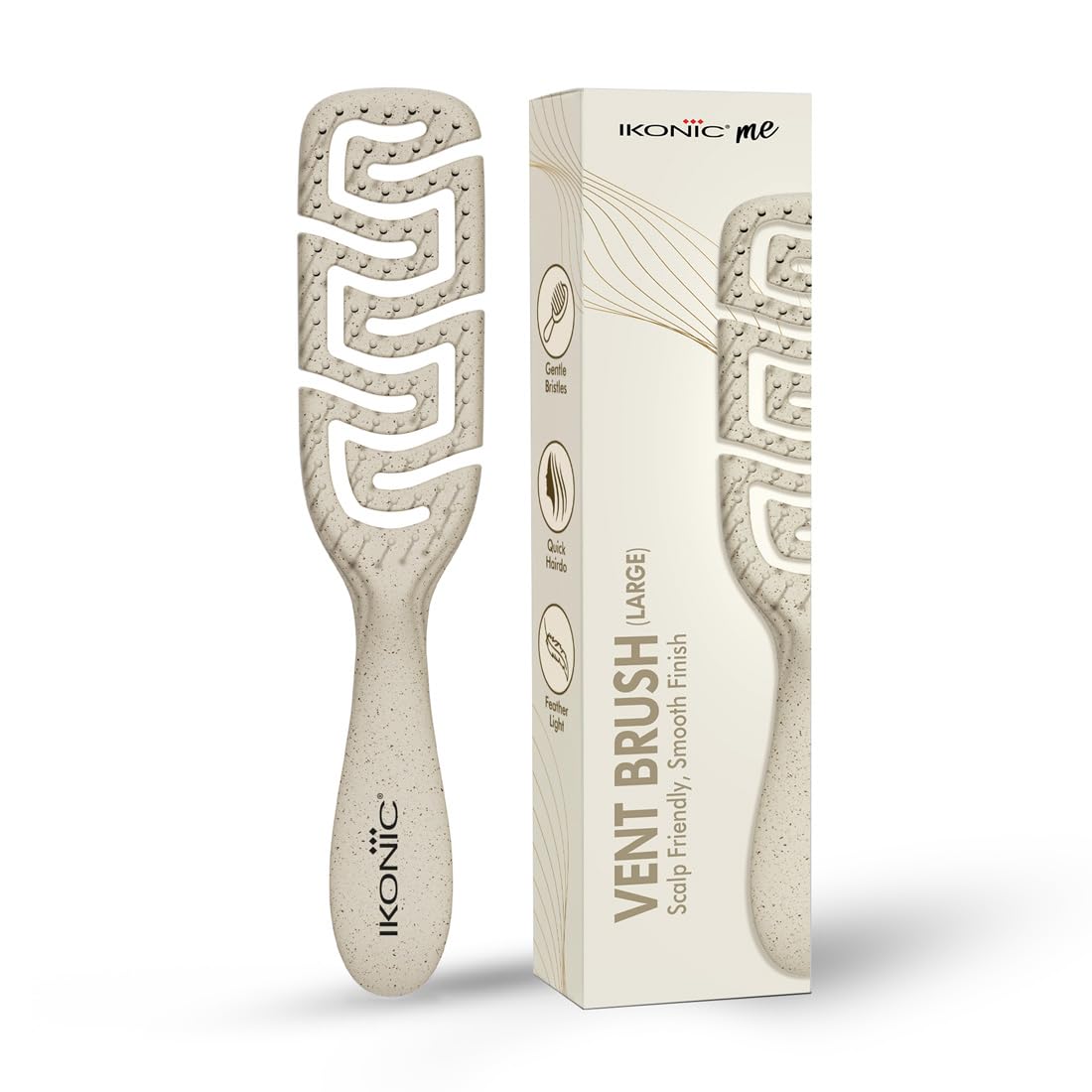 IKONIC Me Large Vent Hair Brush IKM-2120 Eco Conscious, Ergonomic Design for Comfortable Styling, Heat & Water Resistant Build, Speeds Drying & Protects Hair Strength & Smoothness – Sand Beige-image-10