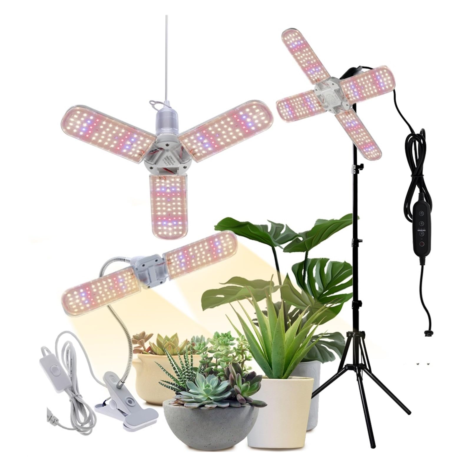 Grow Light, 24W 36W 48W LED pieghevole coltiva la luce spettro completo E27 pianta che cresce luce Phytolamp lampadina for piante da interno fiore piantina(24W-Only lamp_1)