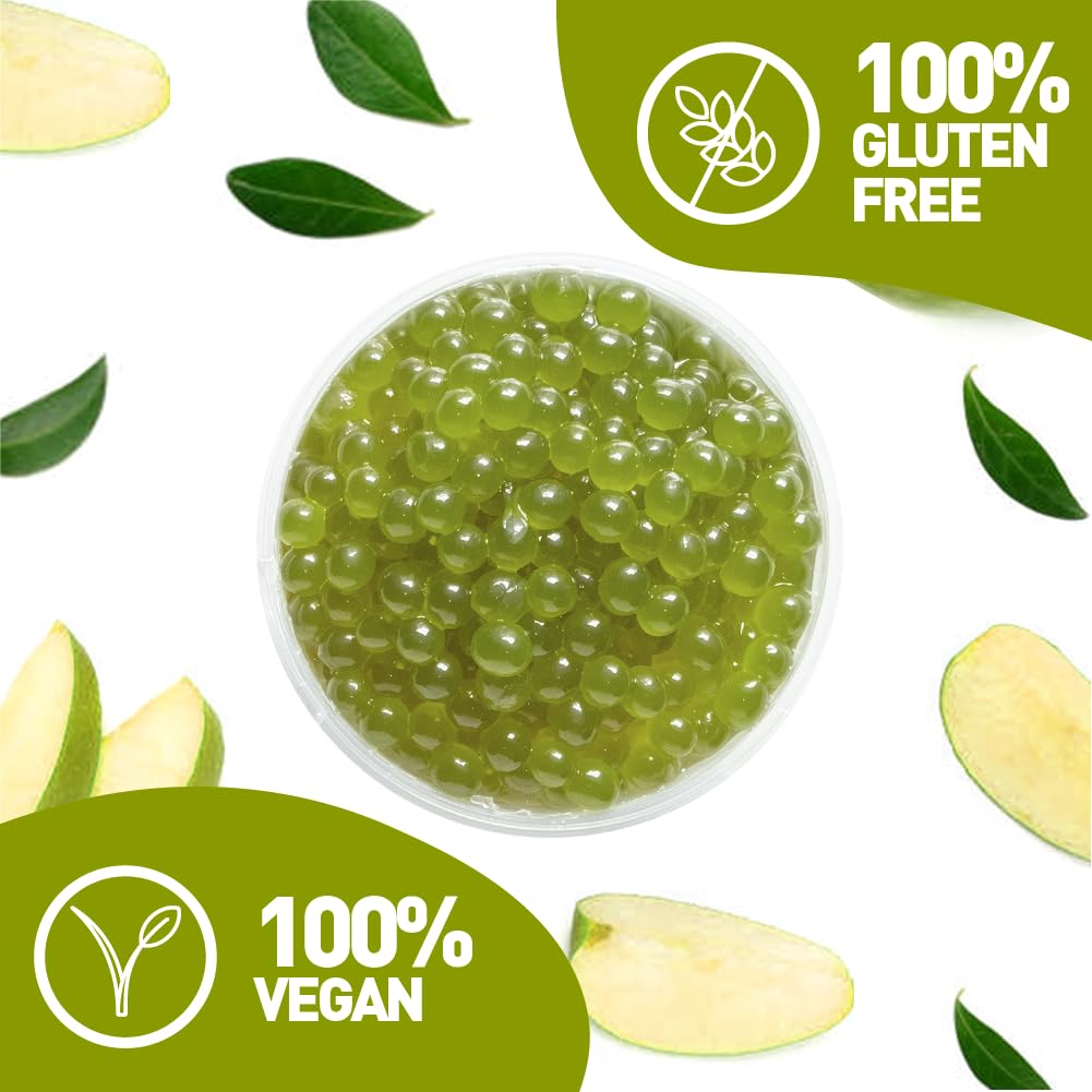 FRANKLY Popping Boba - Perle alla frutta Per Bubble Tea, Yogurt, Torte e Dolci (Mela Verde, 450 Grammi)