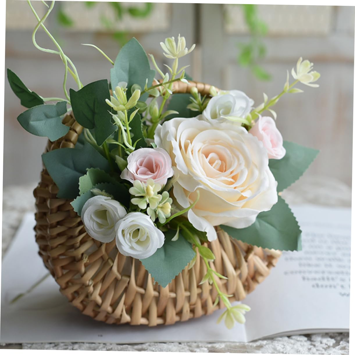 Abaodam 2 Set Cesto Di Fiori in Rattan Cestini Portaoggetti Cestino Cestini Di Vimini Grandi Cesti Di Vimini Impianti Nozze Portafiori Decorativo Salice 2 Pezzi*2