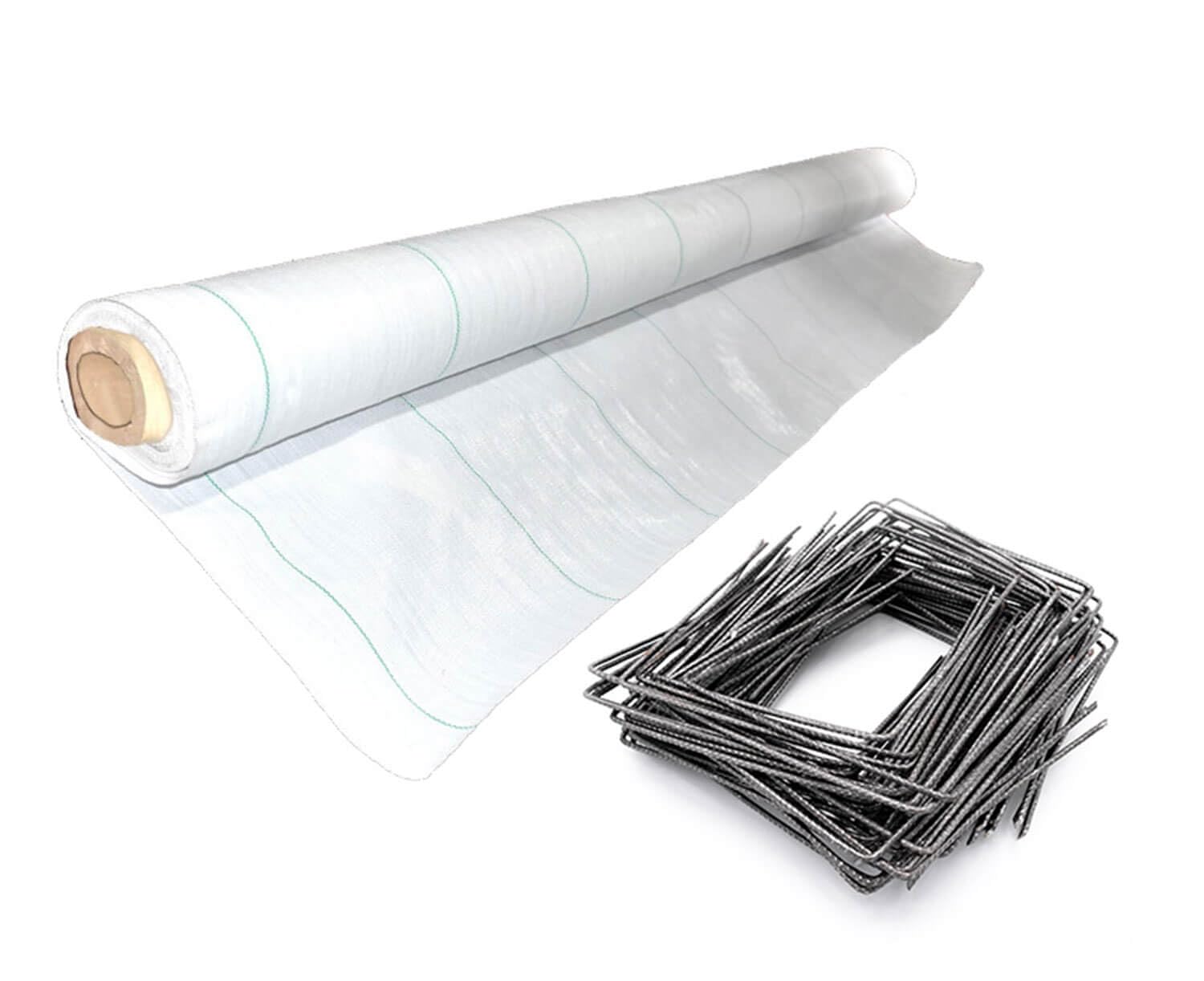 Maillestore Kit : Toile de paillage 130g/m² Blanche + agrafes 1.65m x 100m Blanc 130g/m²