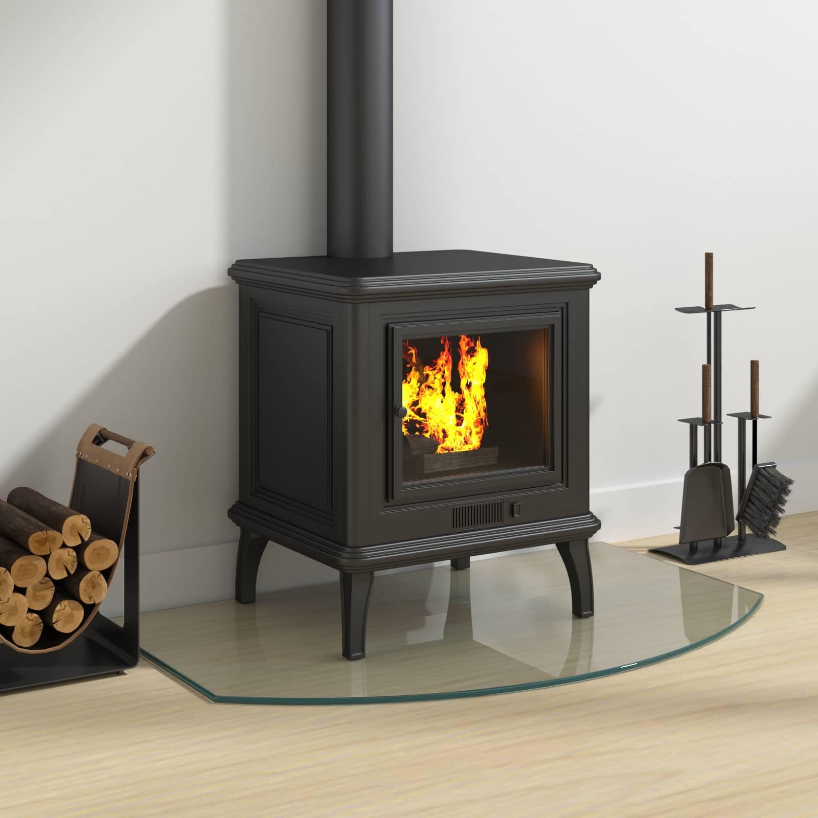 Feuerstelle Glasplatte Transparent 80 x 50 cm hitzebeständiges Sicherheitsglas für Kamin Ofen Schutz Bodenbelag langlebig für Wohnzimmer, Laminat, Parkett, Holz, Pelletofen, Schwedenofen
