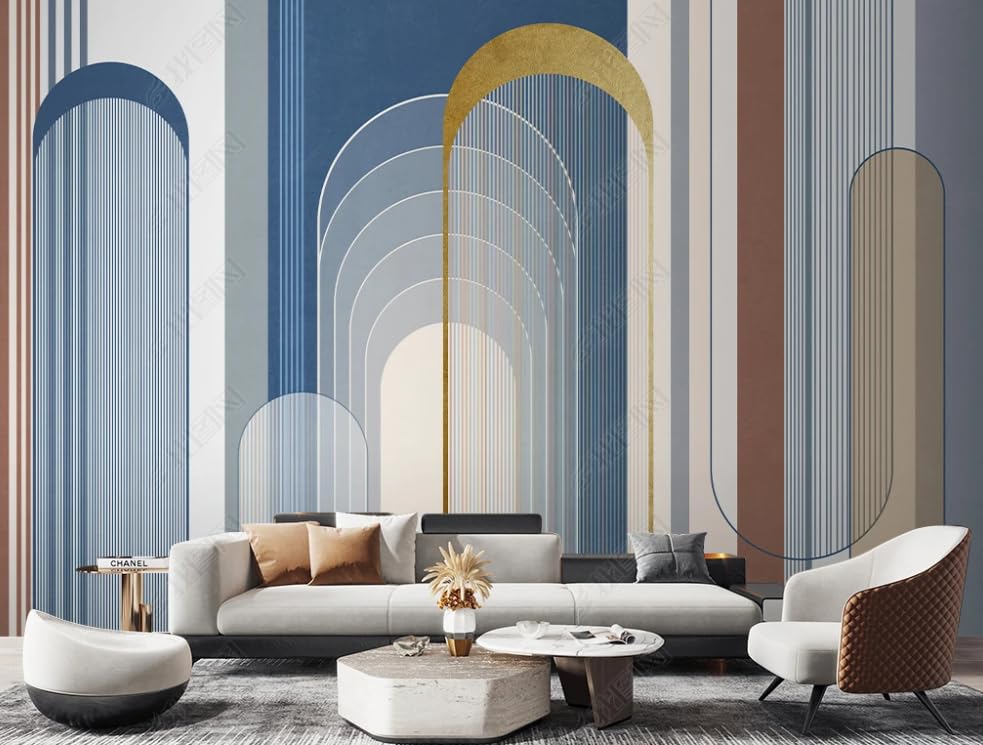 Papier peint intissé géométrique poster mural xxl 250x175 cm pour salon
