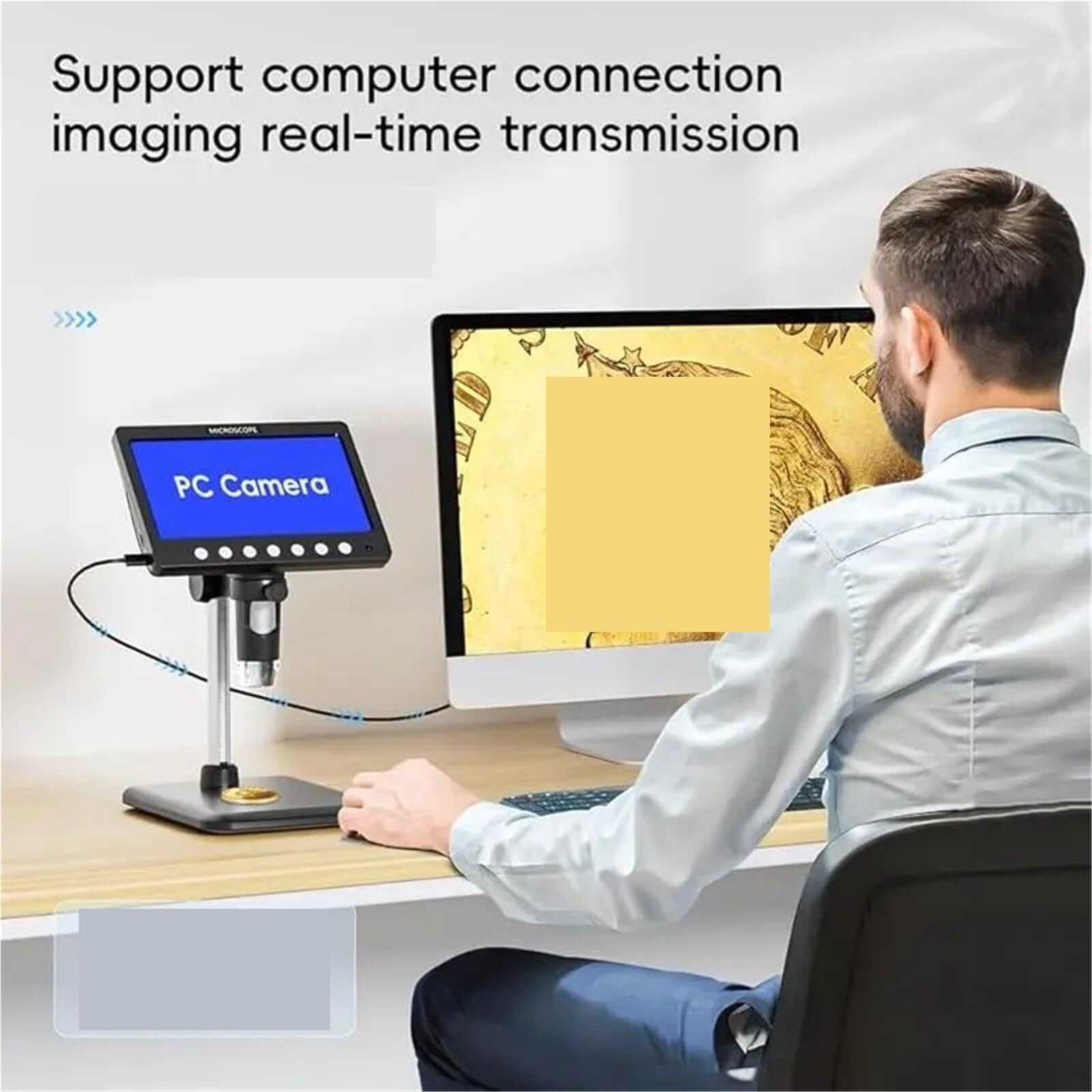 Microscopio digitale. Microscopio, Coinscopio Digitale IPS Da 7 Pollici 5MP 1200X 1080P 8 LED .Portatile