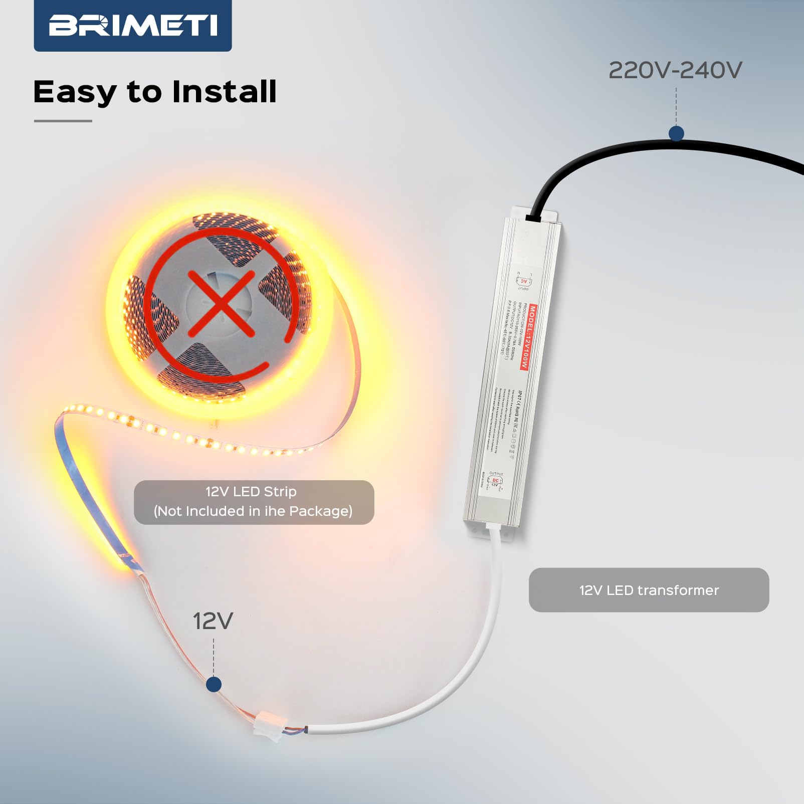 Transformador 220V a 12V 100W 8,3A LED Driver, Exterior impermeable IP67 Fuente de Alimentación 220V a 12V DC Driver de Bajo Tensión Controlador LED Voltaje Constante