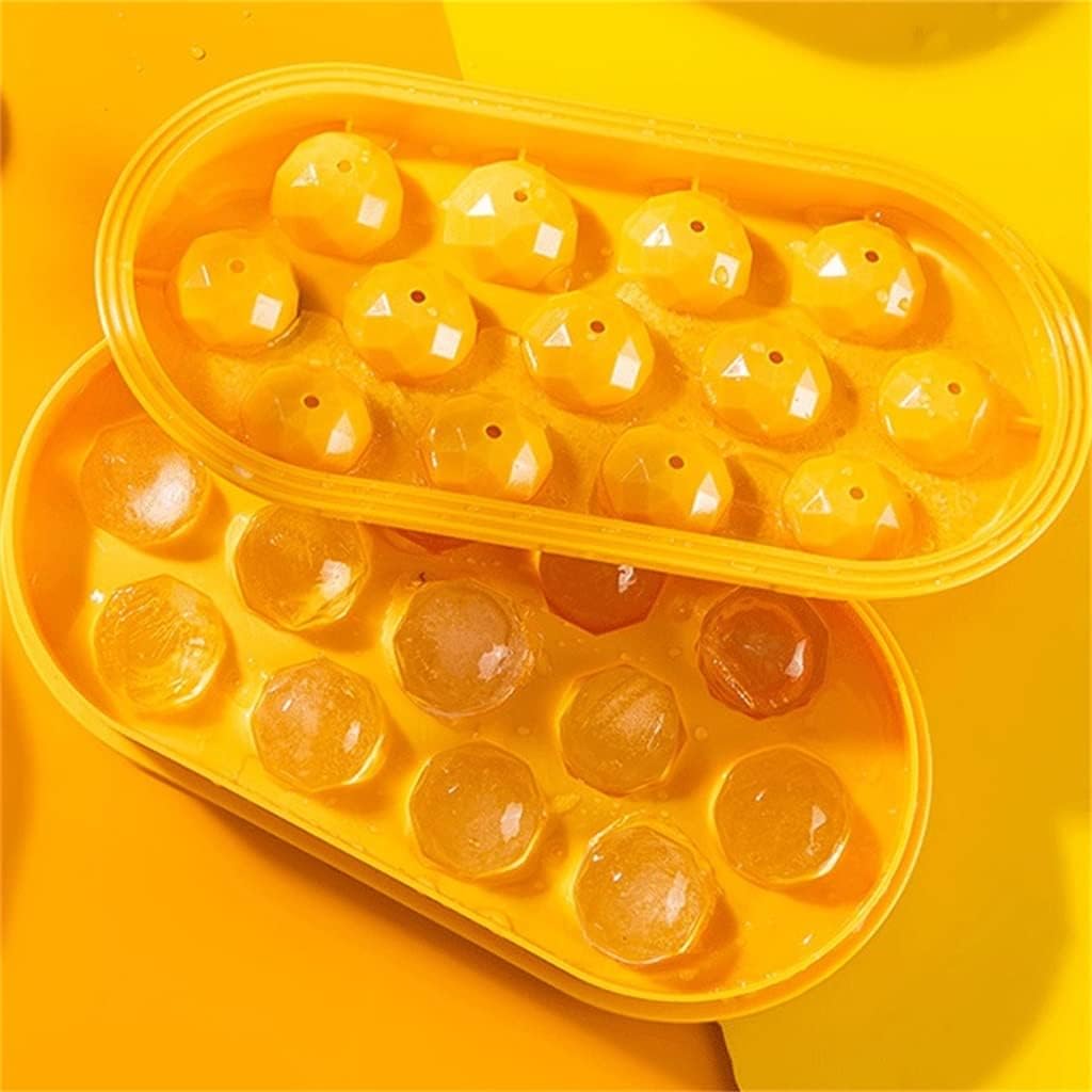 Ice Cube Home-Made Ice Cube Storage Box Ice Maker Food-Grade Quick- Ice Tray with Lid (Dark Blue 24 5x12.5cm) (Orange 24 5x12.5cm)