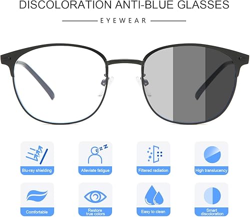Miniatura 10 de Lentes de lectura con bloqueo de luz azul lentes de sol fotocromáticos para mujeres y hombres filtro UV antirreflejante teléfonos de TV redondos