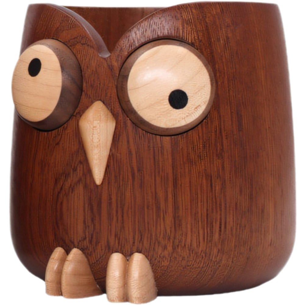 Portalápices De Madera con Forma De Búho, Cubo De Almacenamiento para Brochas De Maquillaje, Escritorio De Oficina, Estuche De Bolígrafo, Decoración De Escritorio