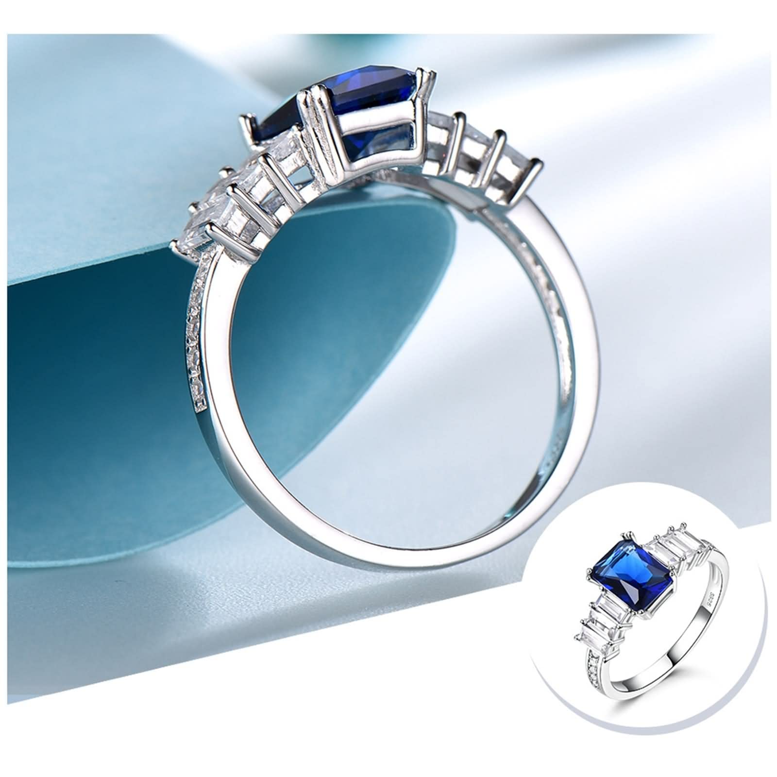 Eheringe Vintage, Damenringe aus Sterlingsilber, einfache rechteckige Form, Zirkonia