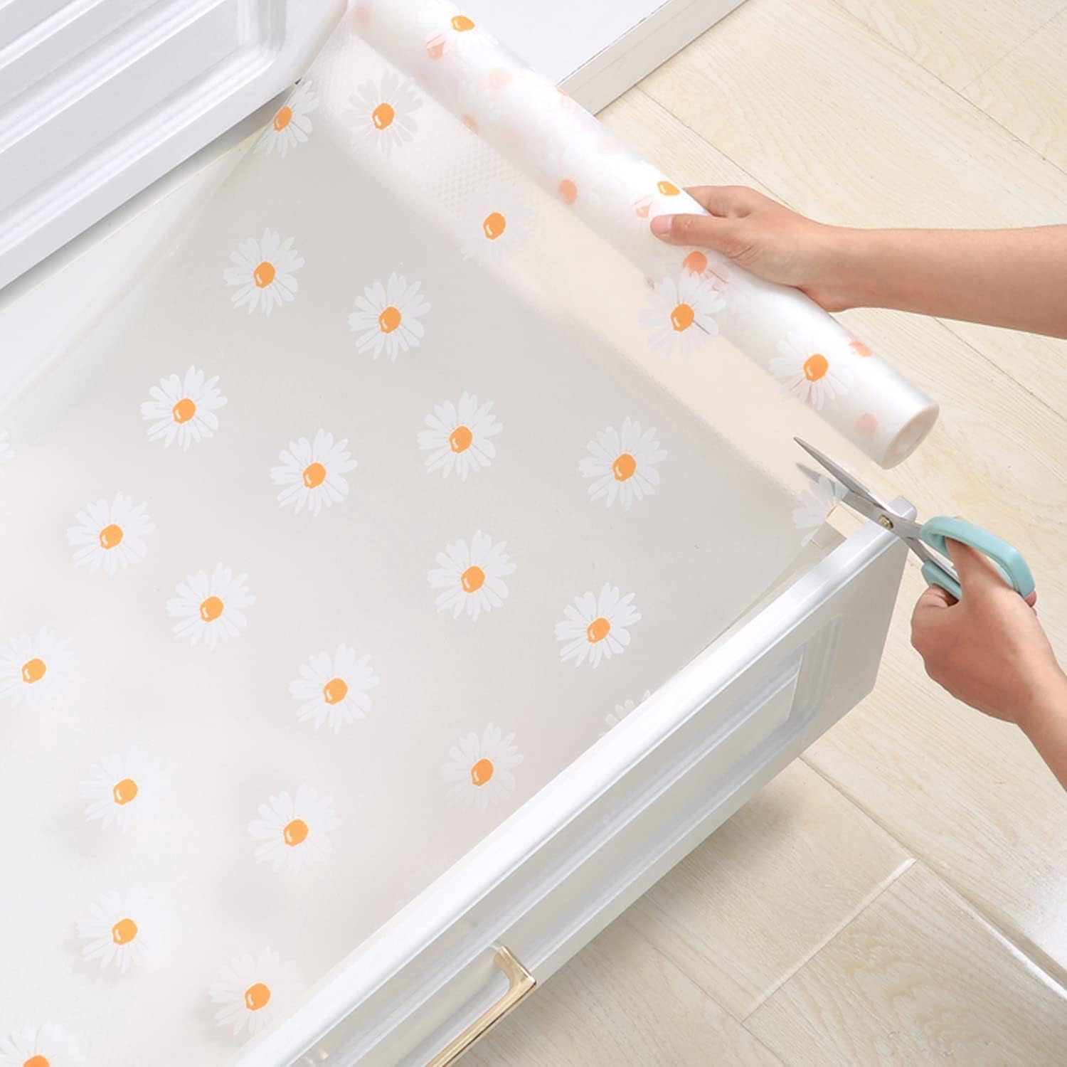 Zenmat EVA Anti Slip 45cmX3m Printed Shelf Liners for Kitchen Cabinets, Drawers, Fridge โ Non-Slip, Washable Mats for Shelves, Cupboards Easy to Cut and Install (45CMX3MTR - Sunflower Printed)