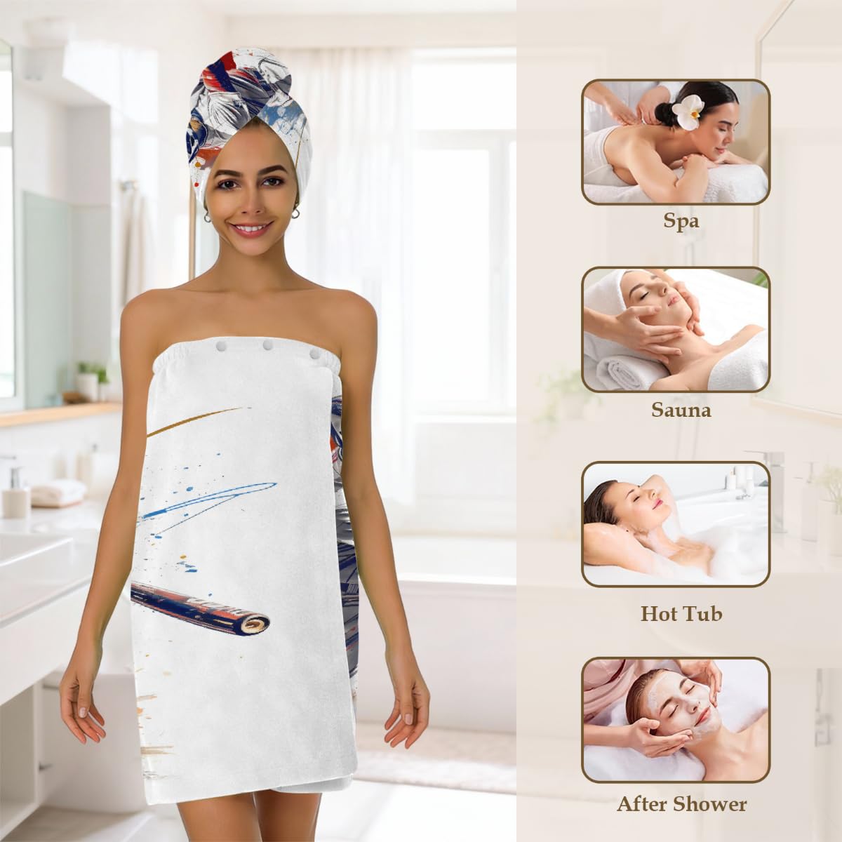 Mikrofaser-Duschtuch für Damen, mit Haar-Handtuch, Baseballspieler-Softball-Hitter, schwingende Arme, weiche Körperwickel, Kleid mit Haartrocknungskappe für Strand, Pool, Spa, 2 Sets