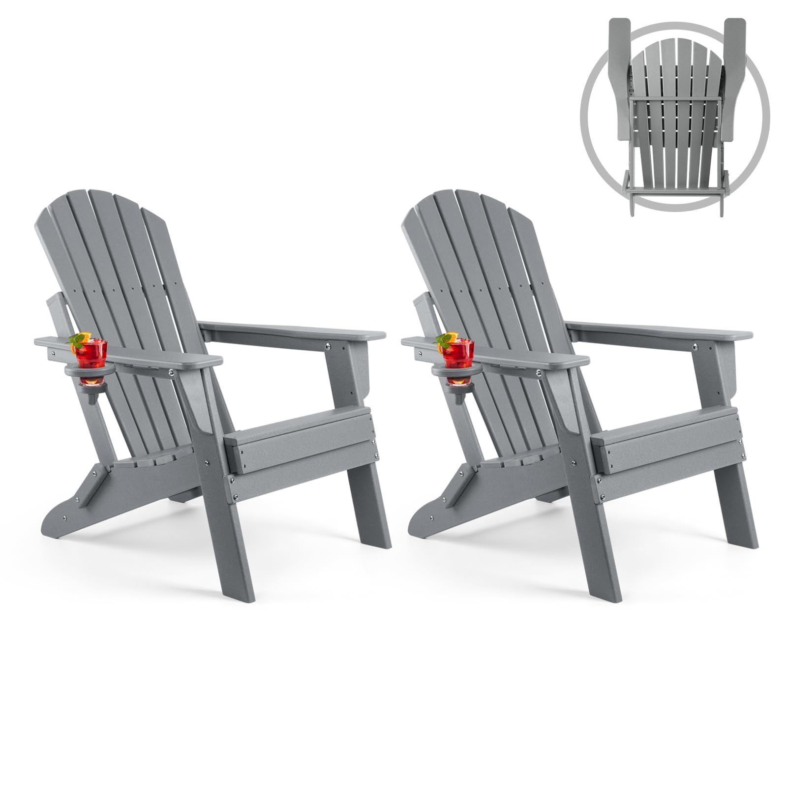 FUNBERRY Oversized Folding Adirondack Chair Set of 2, Fire Pit Chair 400LBS
