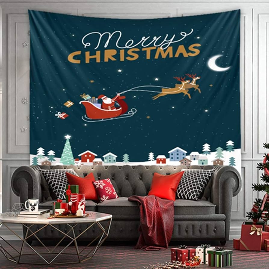Amazon.co.jp: GLYY メリークリスマス 壁掛けXMASタペストリー壁飾り