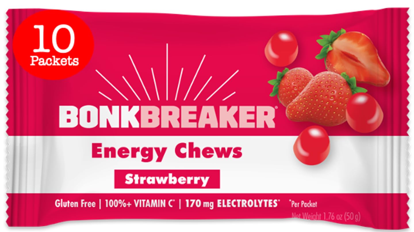 Bonk Breaker Strawberry Energy Chews - 1.76 Oz each - 10 Count - Gluten Free & Dairy Free