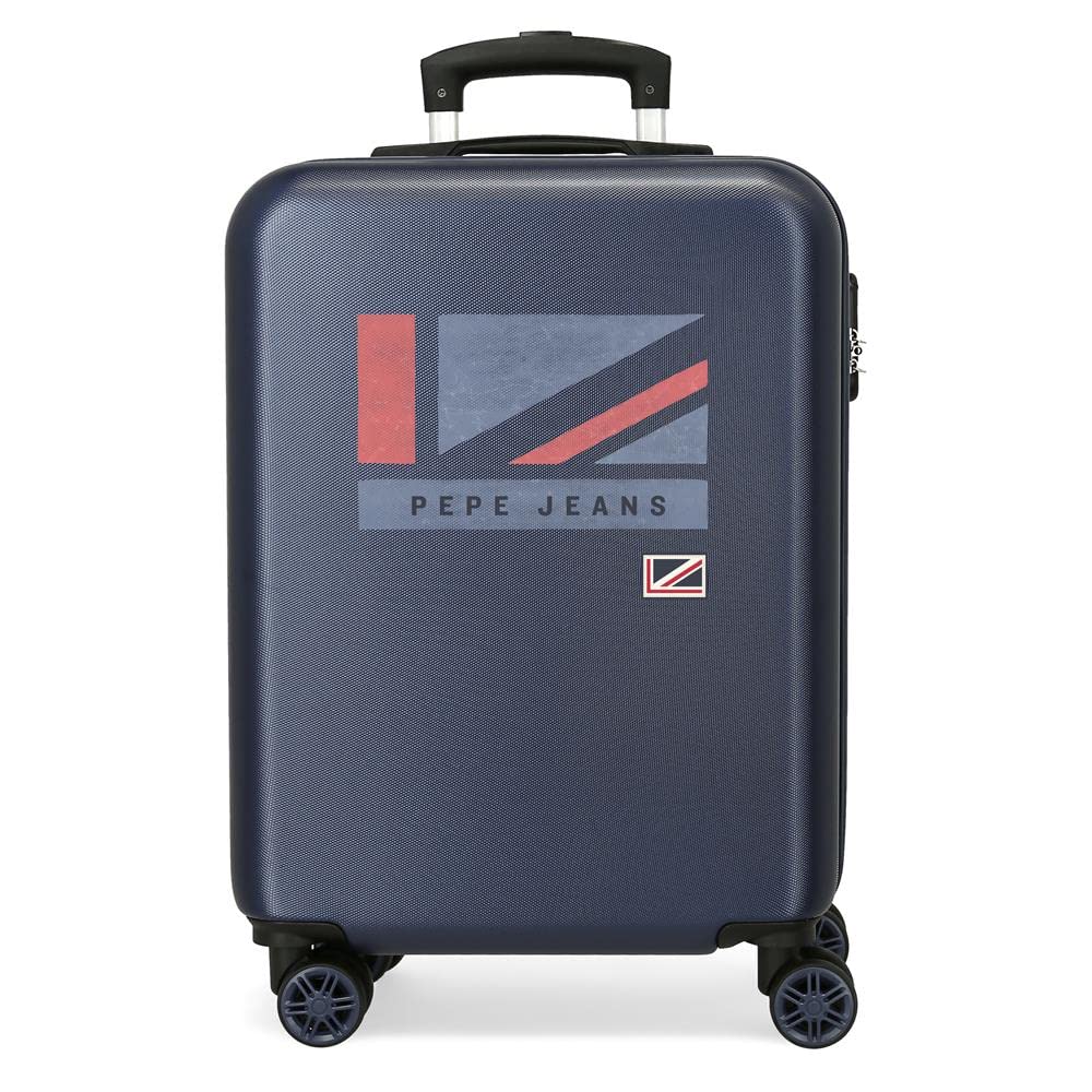 Pepe Jeans Aidan Kabinentrolley, blau, 38 x 55 x 20 cm, Hartplastik, seitlicher Kombinationsverschluss, 34, 2,74 kg, 4 Räder, Handgepäck