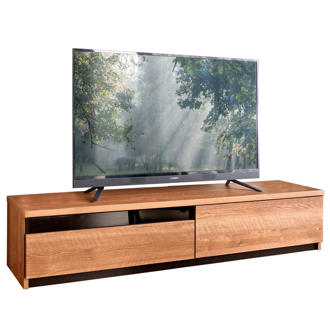 Amazon｜タンスのゲン テレビ台 フラップ扉タイプ オーク ロー