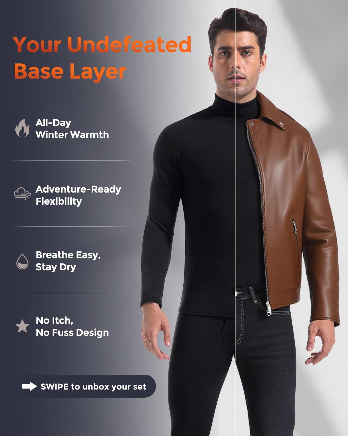 CL convallaria Long Johns Thermal Underwear for Men Soft Fleece Lined Base Layer Cold Weather Top Bottom Gift Set - Image 2