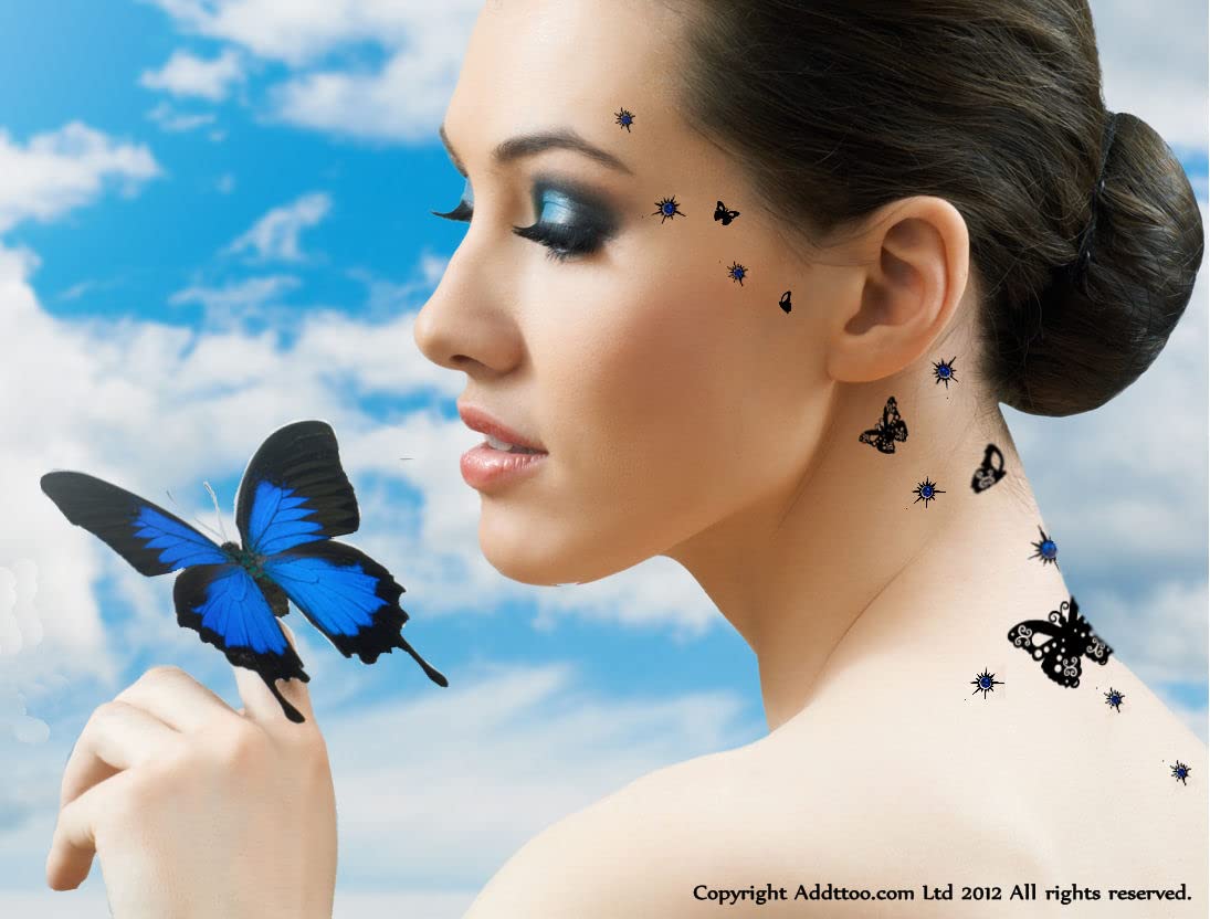 Black Crystals Tattoo with Swarovski Elements, 2 Pieces Box Set