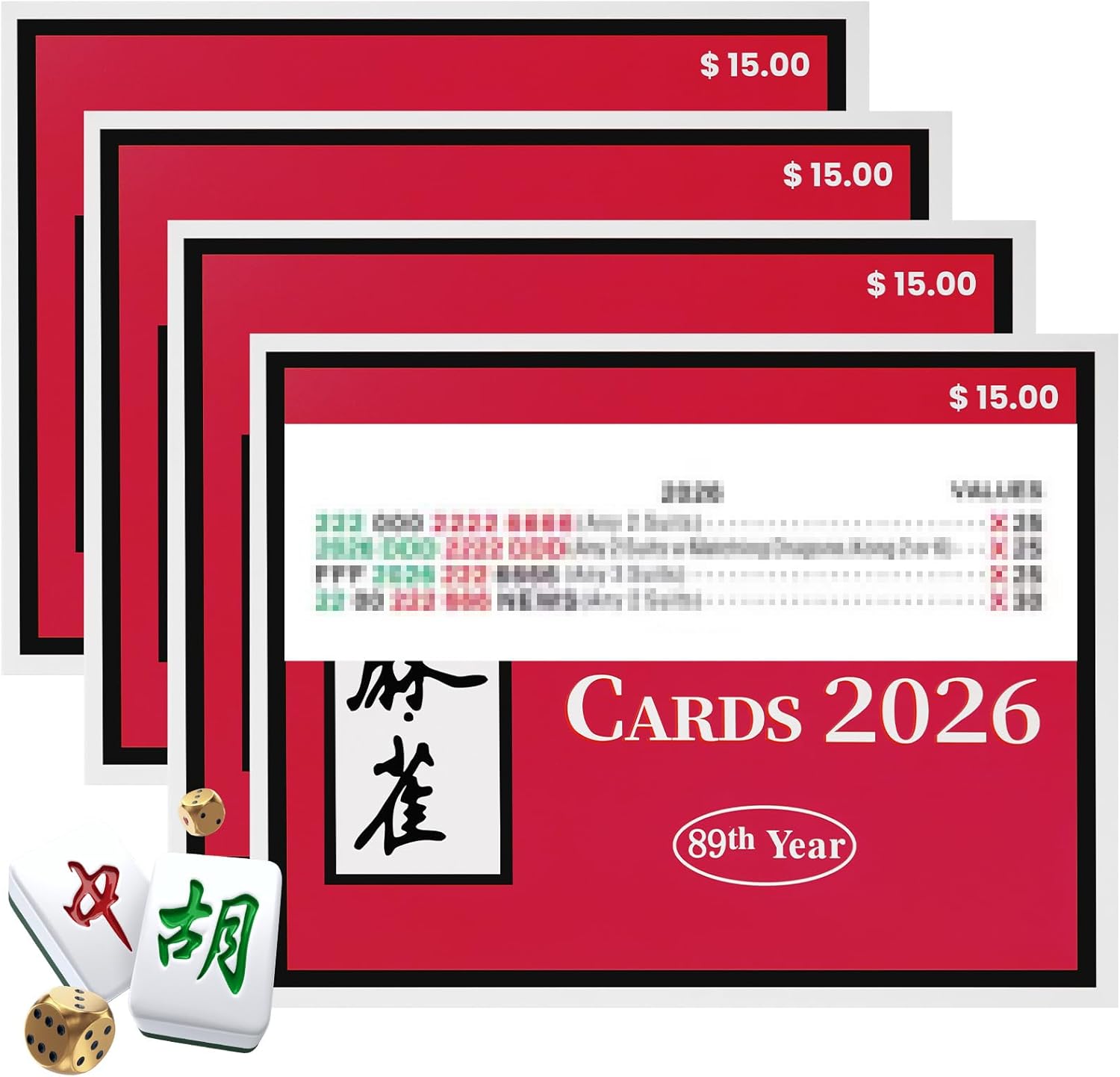 4Pcs Mahjong Card - 2026 Upgrade Large Print American Mahjong Cards Revision, Easy to Read Mahjong Card for Enthusiasts, Holiday Gatherings with Friends & Family