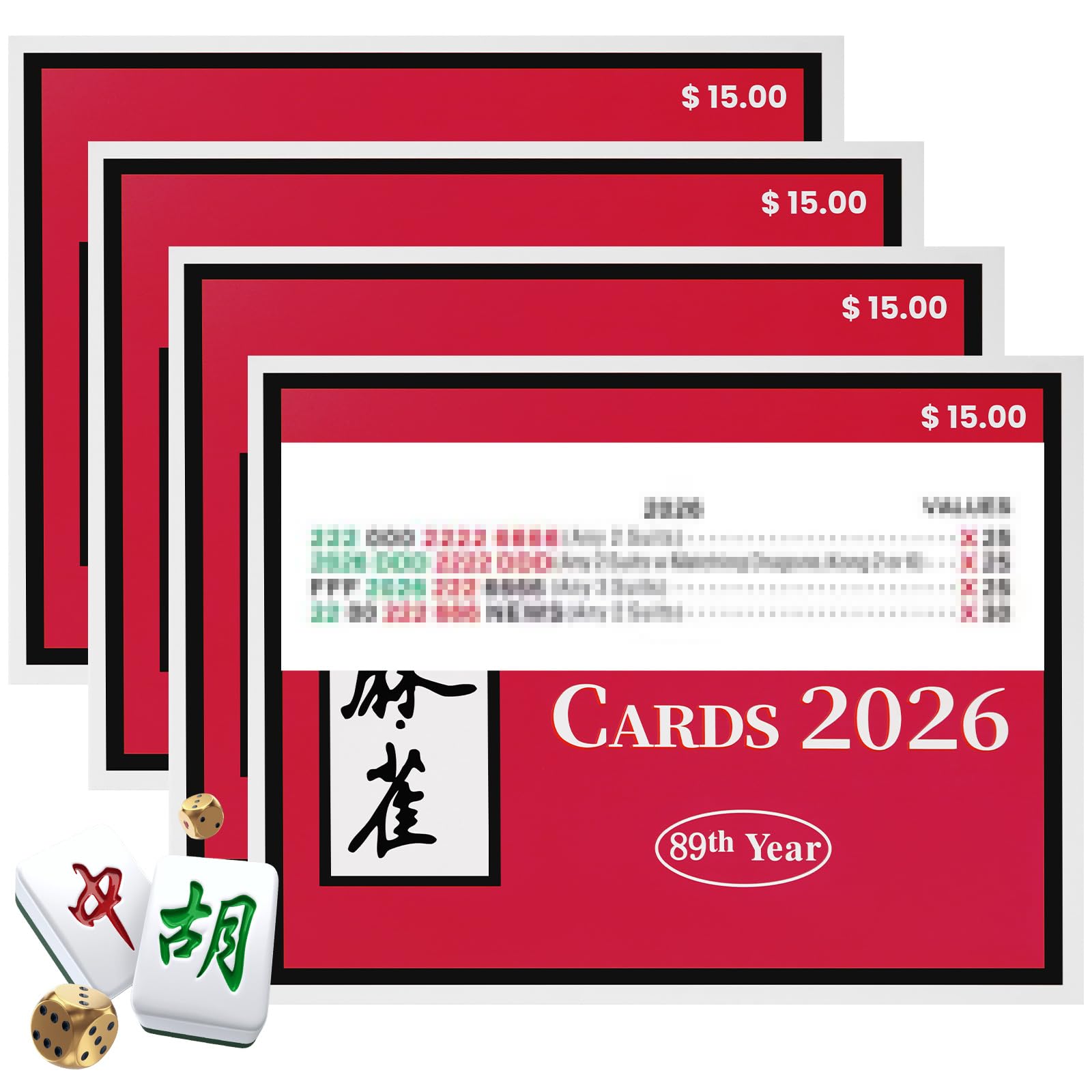 4Pcs Mahjong Card - 2026 Upgrade Large Print American Mahjong Cards Revision, Easy to Read Mahjong Card for Enthusiasts, Holiday Gatherings with Friends & Family