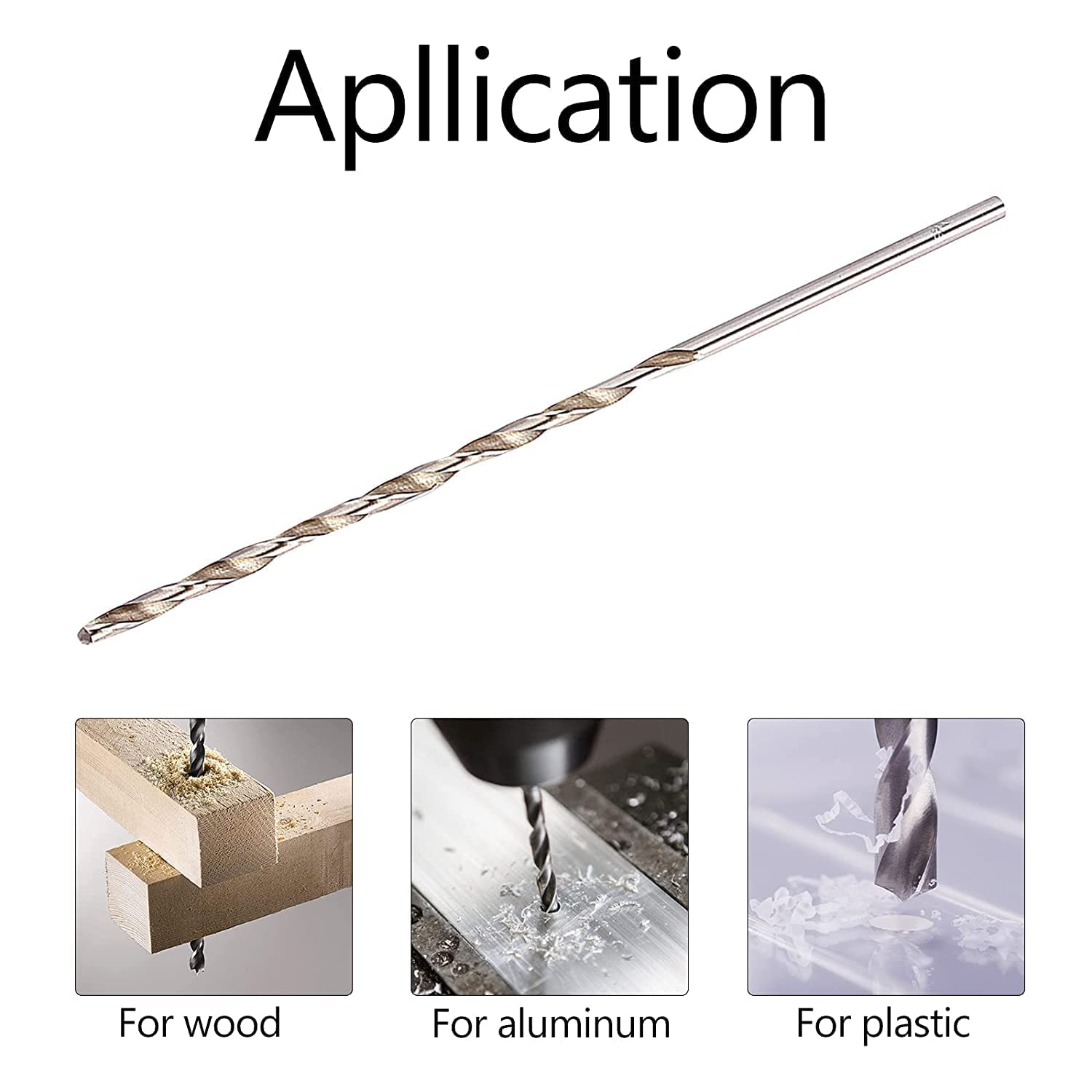 Extra Long Drill Bit 200 mm HSS Dritto Codolo Auger Drill Bit, Punta Elicoidale Codolo Trapano Per Legno 4 6 8 mm (8 mm)