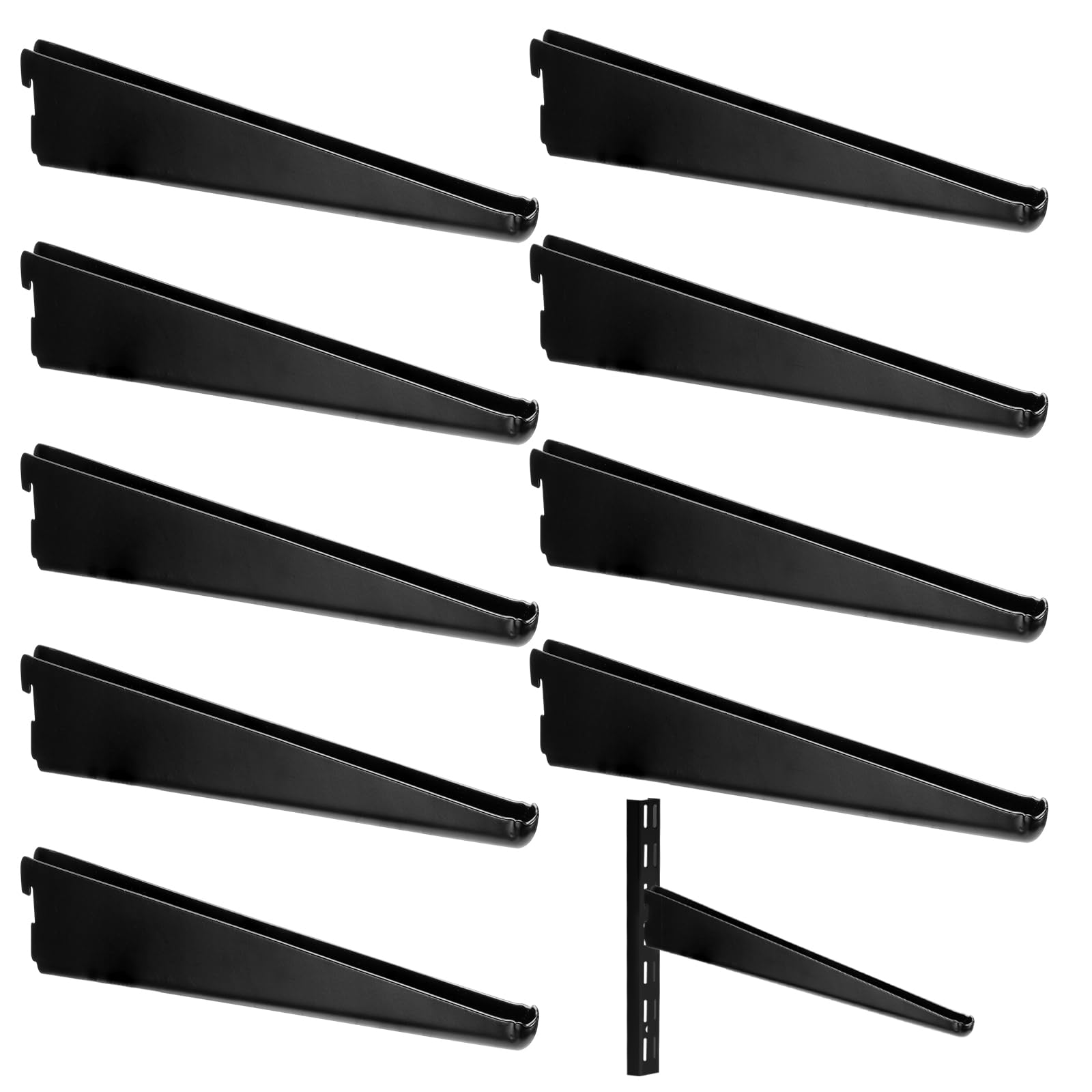 Photo 1 of Yalikop 10 Pack Adjustable Shelf Brackets - Black, 9 Inches