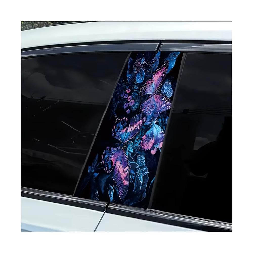 Bertdcx One Color Automotive B-Pillar Stickers Butterfly Smooth Material Protection Film Auto Parts