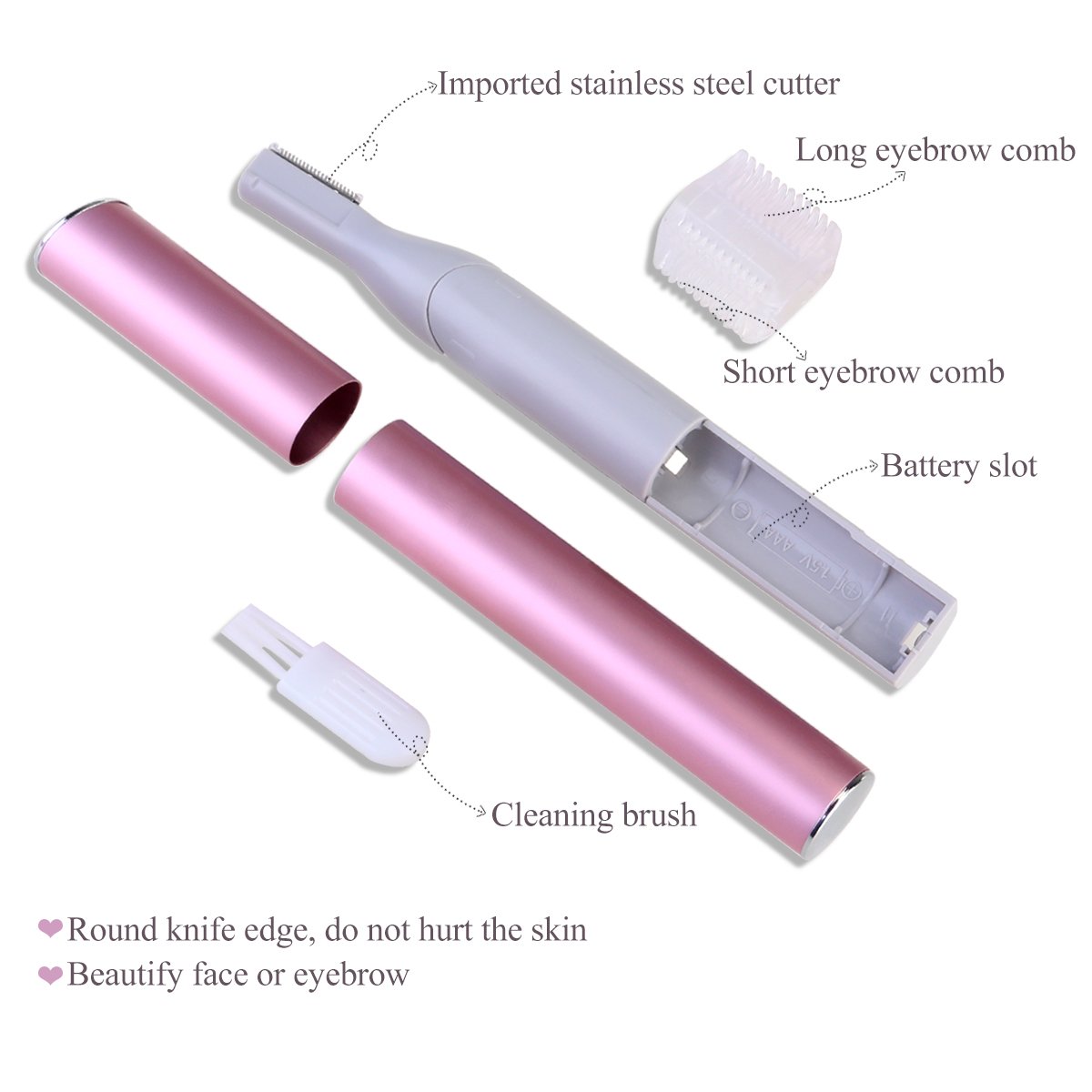 Perfilador de cejas Nuolux portátil, eléctrico, para mujer, ideal para afeitar y recortar las cejas