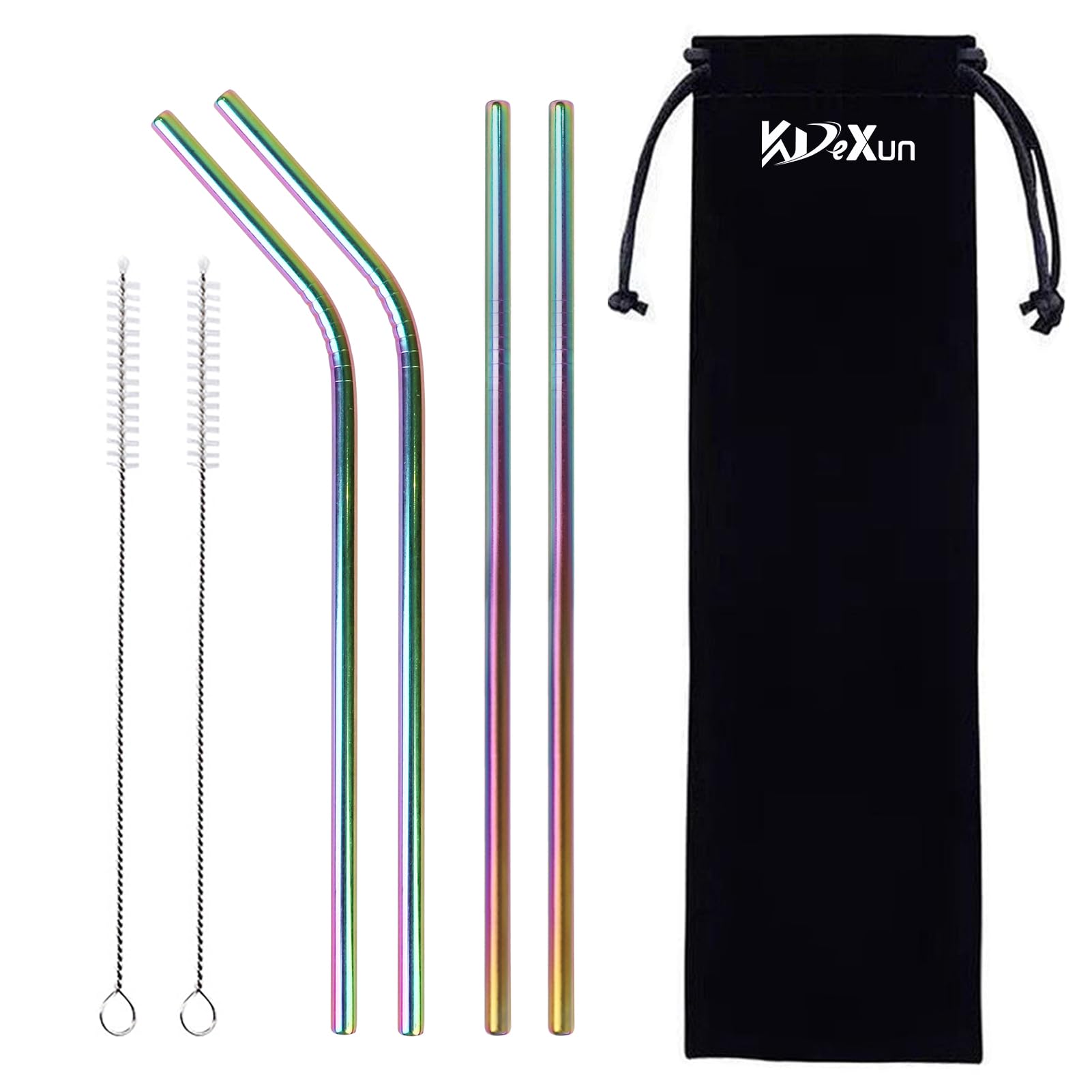 4PCS Reusable 18/8 Stainless Steel Metal Straws with Carry-on Bag - Long Drinking Straws for 30 oz and 20 oz Tumblers - 2 Cleaning Brushes Included