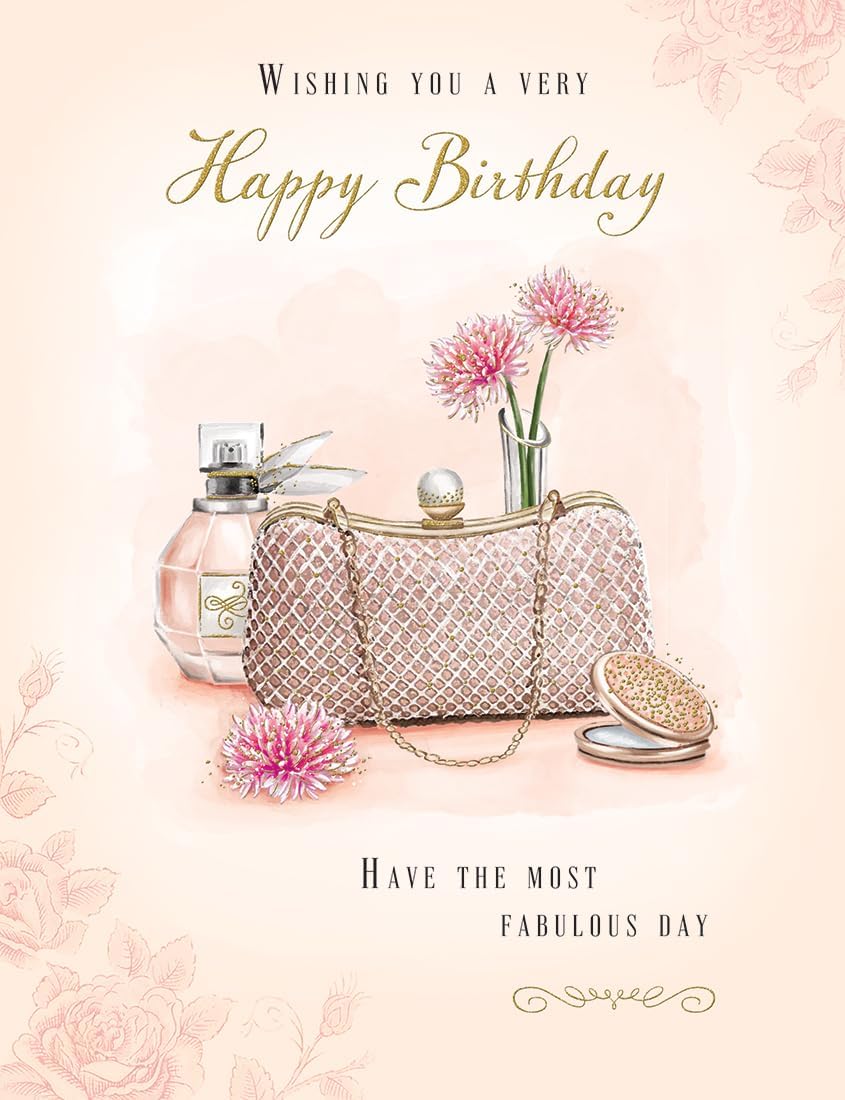 Piccadilly Greetings Traditional Birthday Card Handbag & Perfume - 8 x 6 inches