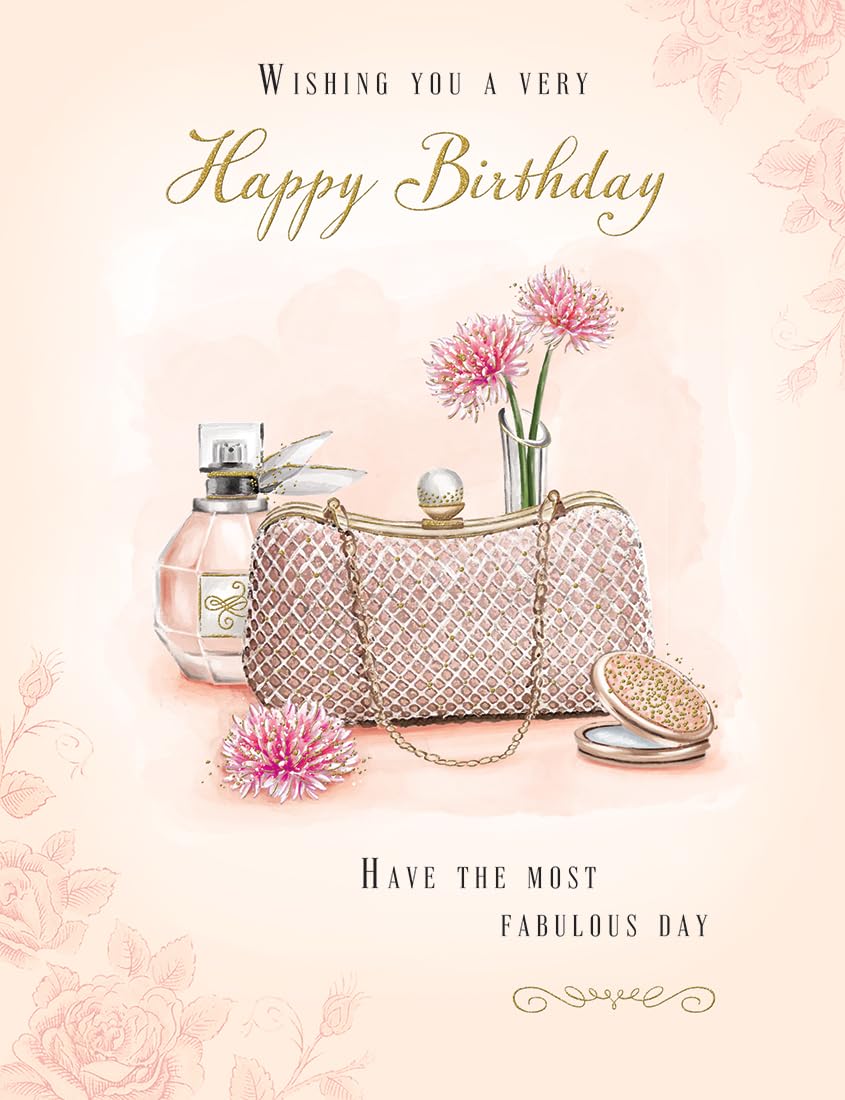 Happy Birthday Handbag Card For Female. 19x13cm (8x6 Inches