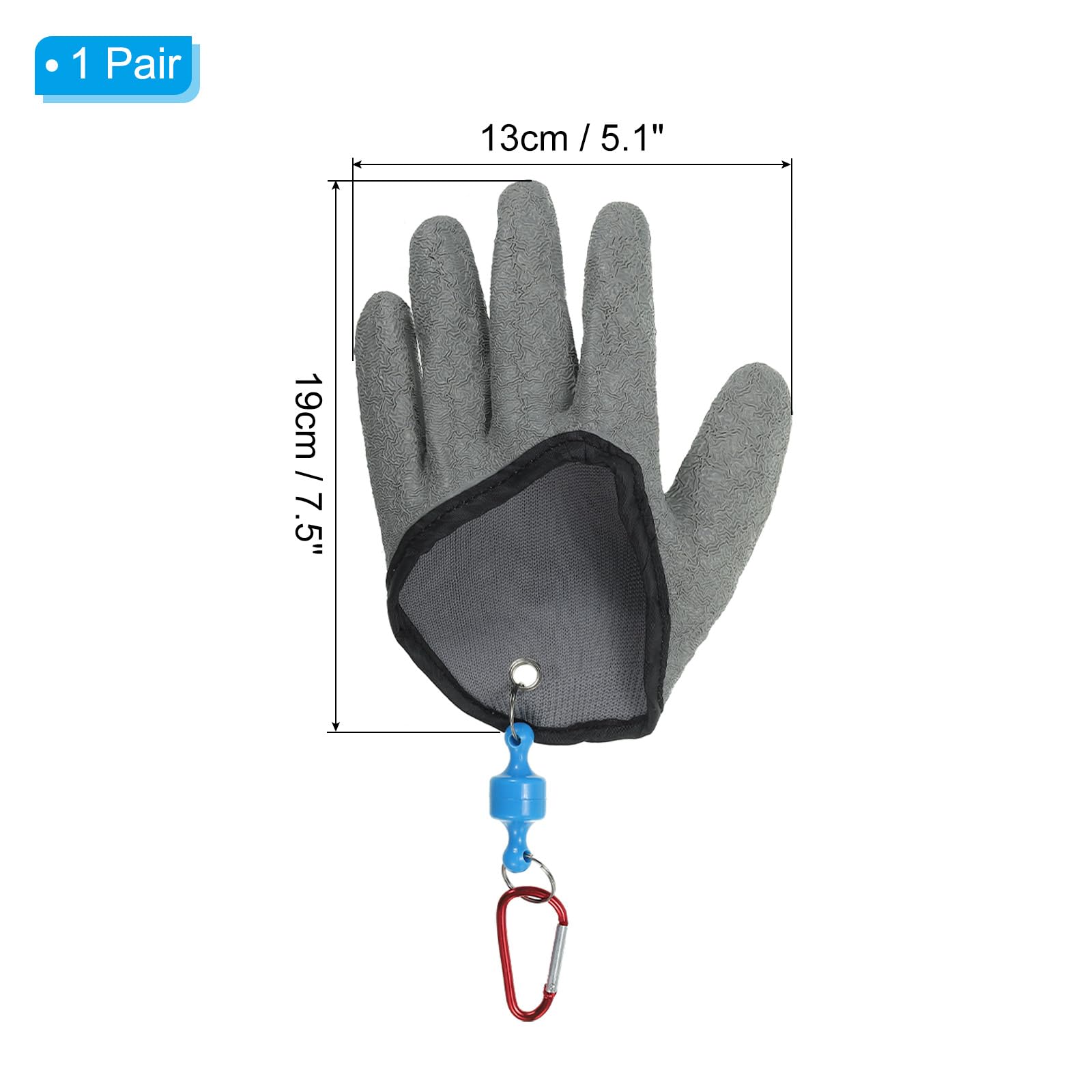 PATIKIL Fishing Gloves with Magnet Release 1 Pair Fisherman Professional Catch Fish Gloves Non-Slip Puncture Resistant Waterproof Fillet Glove for Handling Catching Cleaning, Grey