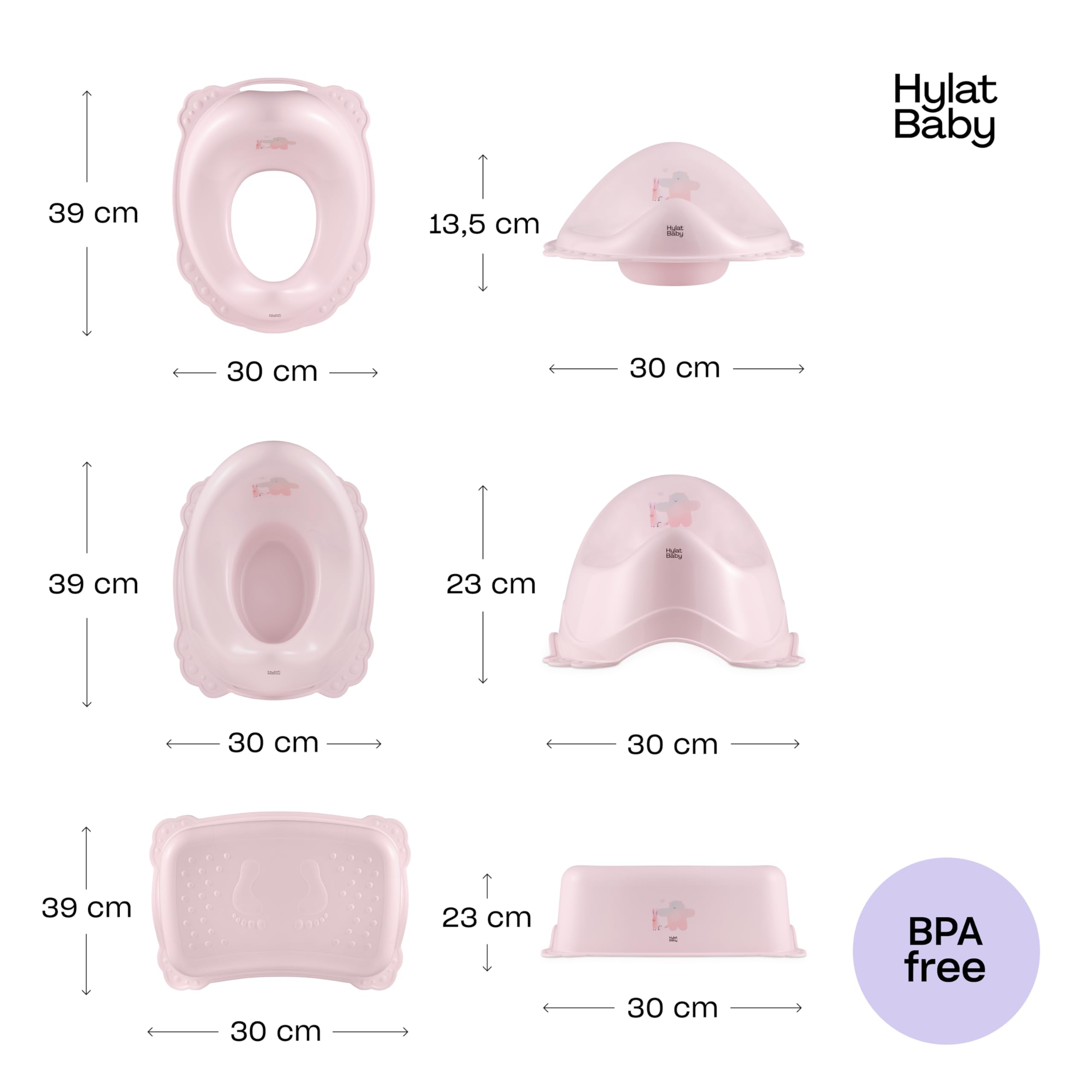 Hylat Baby 3in1 Töpfchen-Set für Kinder - Toilettensitz, Tritthocker & Töpfchen - Kindertoilette fürs WC-Training - Sicher & Komfortabel Farbe - Rosa, Motiv - Friends