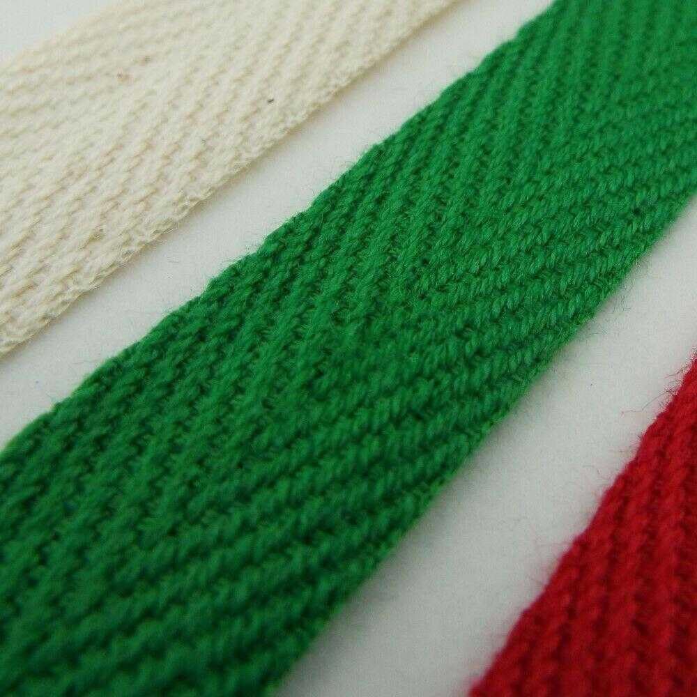 15mm Natural Cotton Tape Herringbone Twill Red Green Cream Buy 1 2 4 or 8m 166D, Emerald Green, 4 Metres