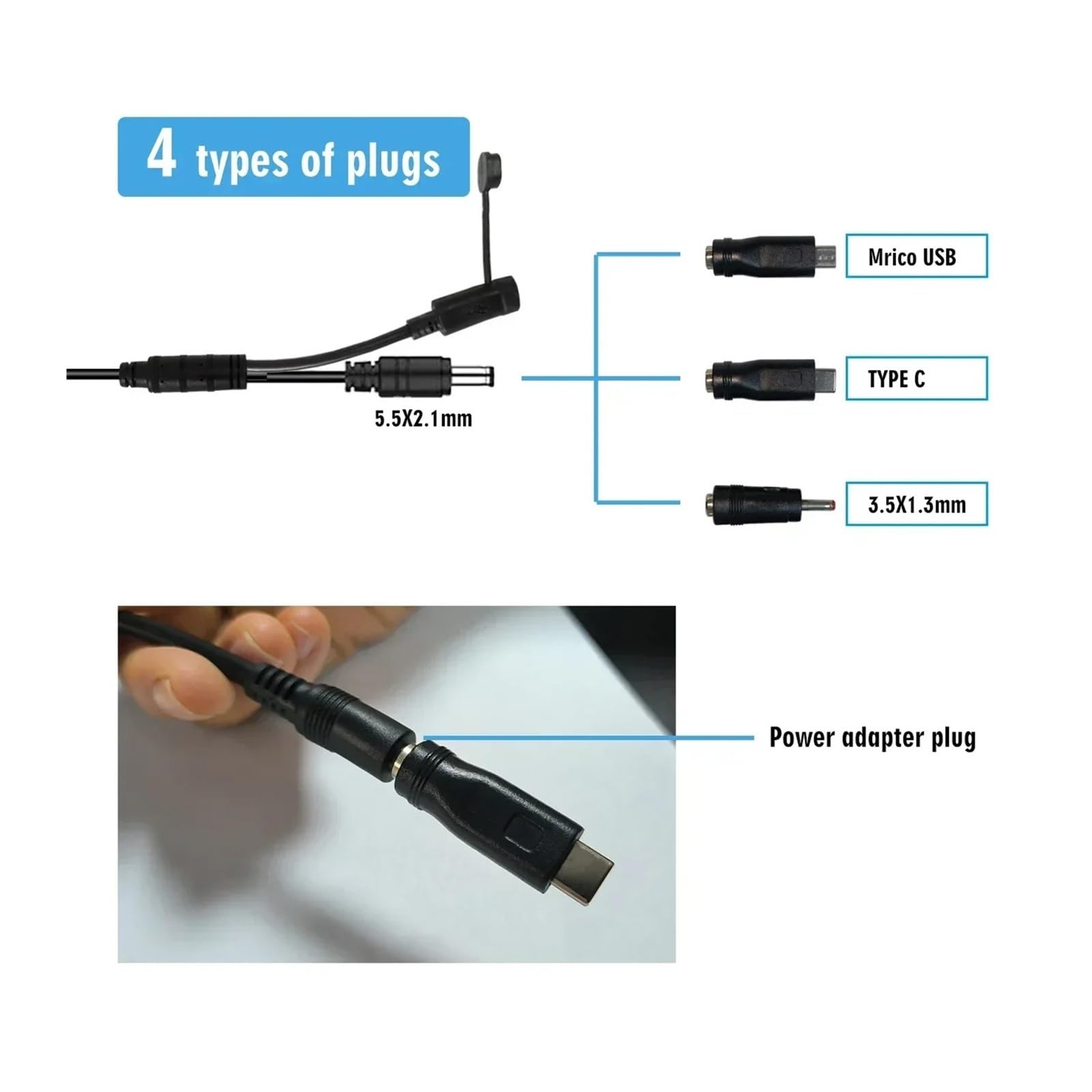 Cargador de panel solar de 4W con salida de 5V/12V for fuente de alimentación de cámara Solar de malla Esp32 con puerto Micro USB y Cable tipo C de 2M(12V DC TIMER NO BAT)