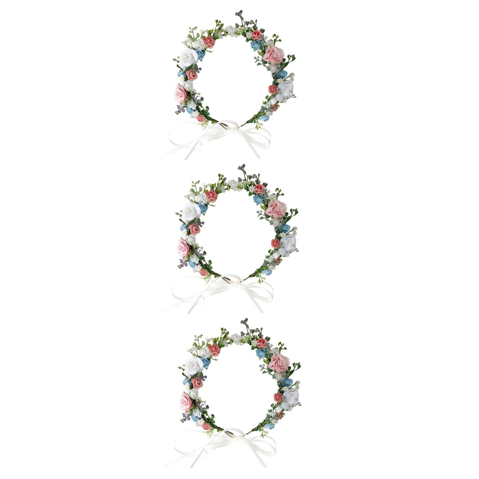 SHERCHPRY 3pezzi Flower Headband for Brides Wedding Floral Accessory for Ceremonies Parties and Photoshoots