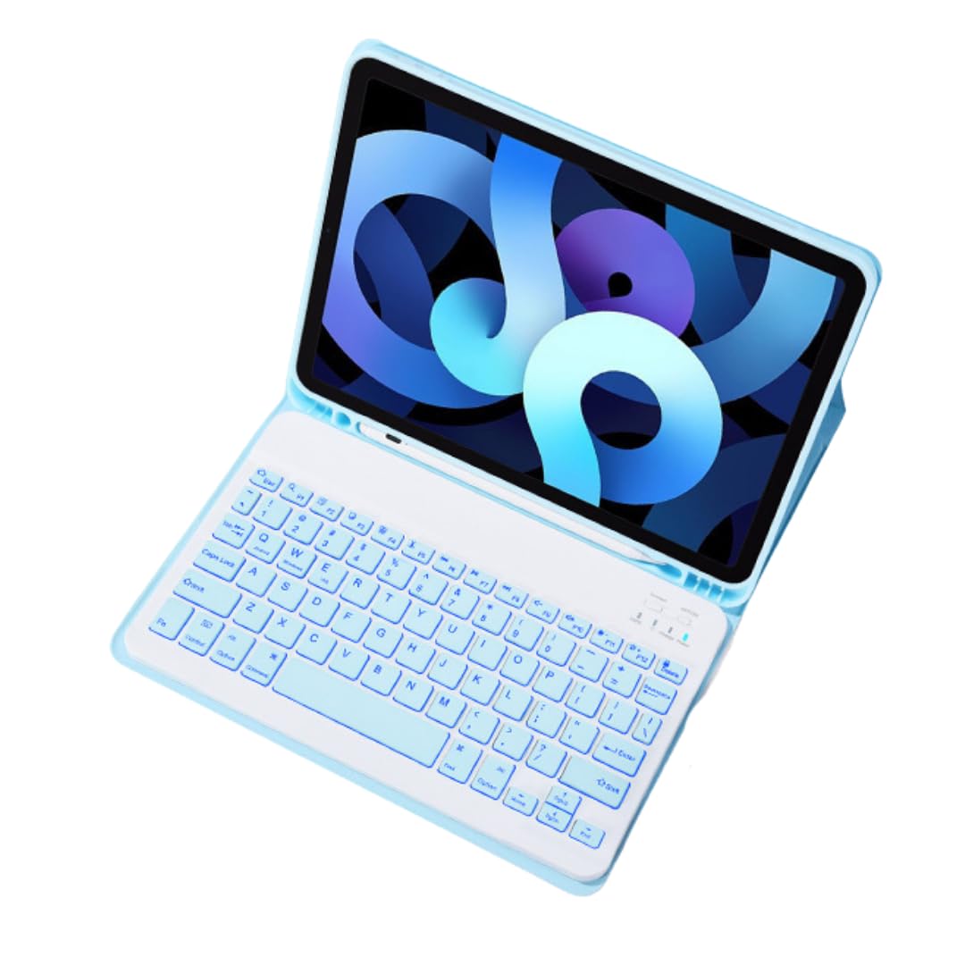Empty room IPad Case Keyboard for iPad 10.2 9th Gen 2021/ 8th Gen 2020/ 7th Gen 2019/ iPad Air 10.5" 2019 / iPad Pro 10.5 2017,Wireless iPad Keyboard Case,Folio Stand&Build-in Pencil Holder Case,Blue