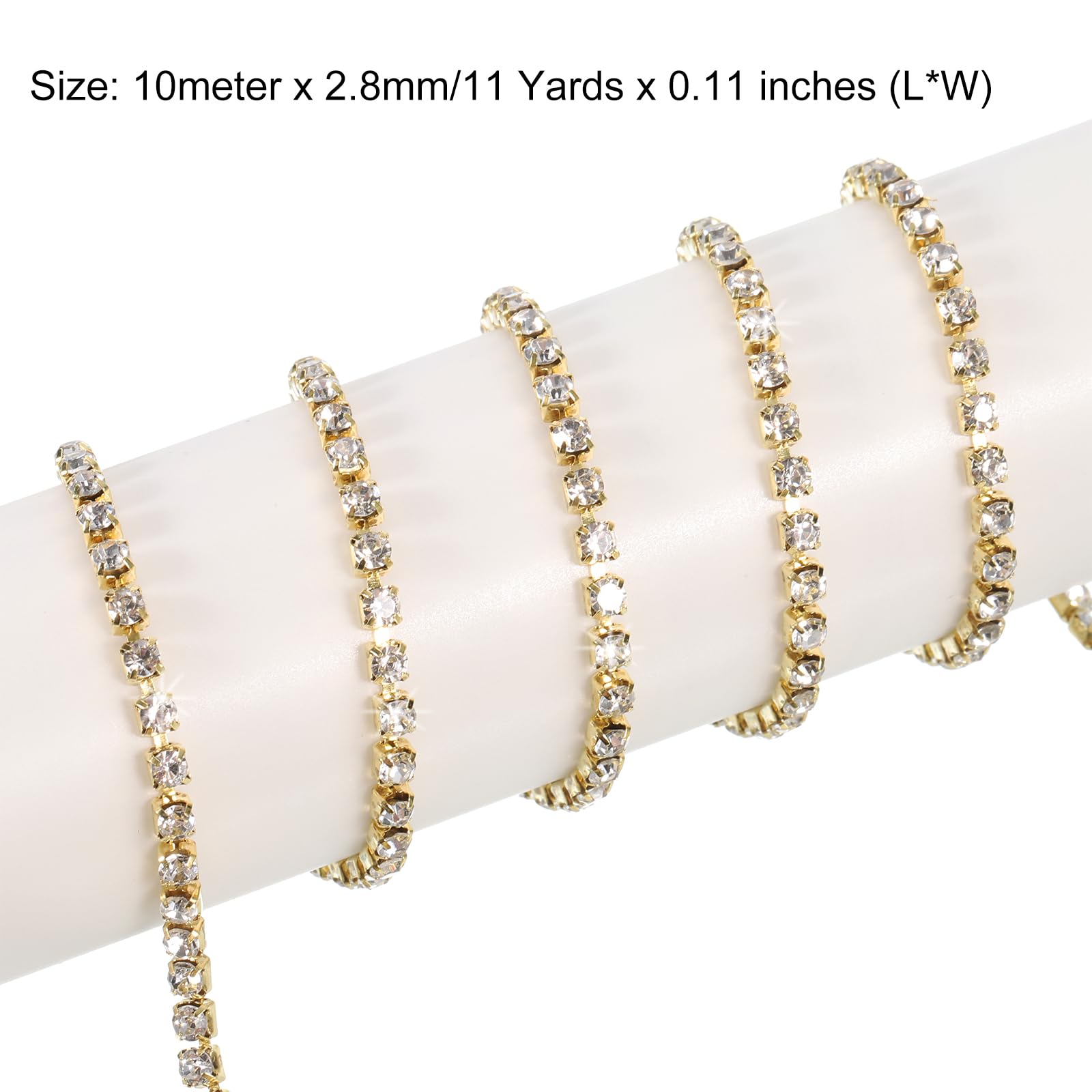 Nastro Strass Cristallo 11 Iarde - Catena Diamante 2mm Per Decorazioni Fai Da Te, Matrimoni
