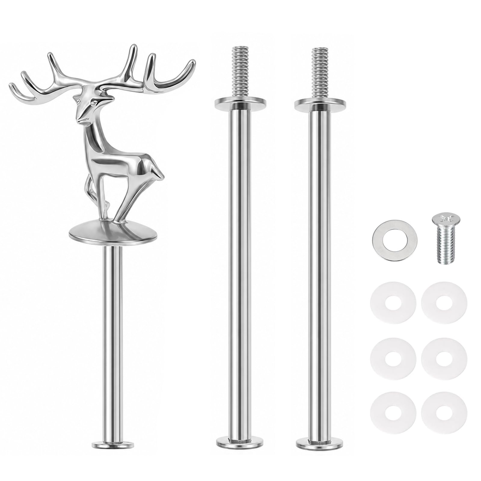 Pleravox Silver Deer 3 Tier Cake Stand Hardware Tiered Tray Plate Hardware Kit Heavy Metal Holder Fruit Plate Stand Food Plate Stand
