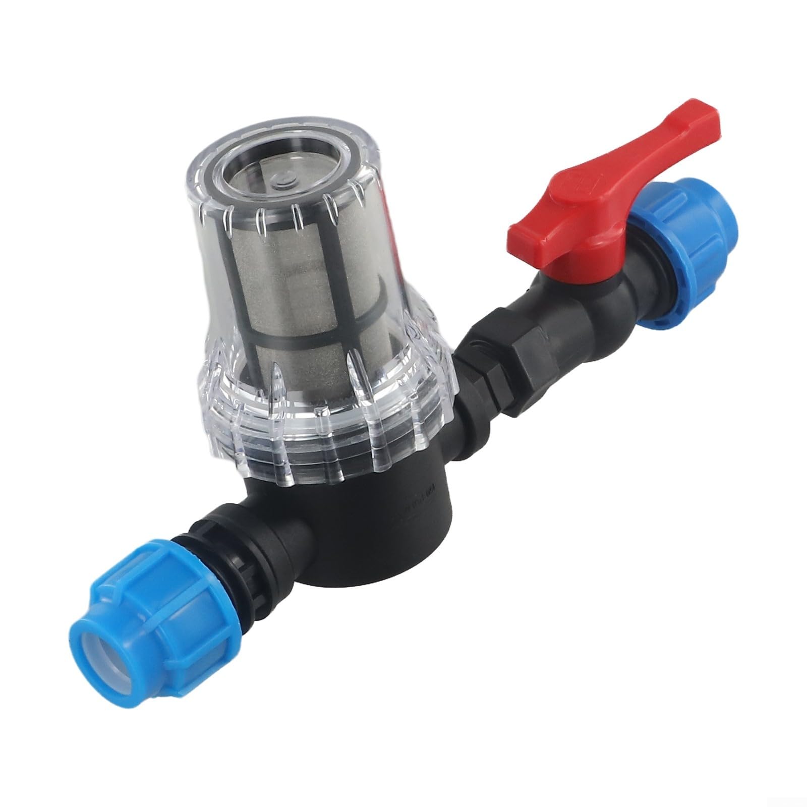 Garden Drip Irrigation Water Filter with Plastic Tube Quick Connector, Compatible with 20mm, 25mm, 32mm Pipes, 80 Mesh Stainless Steel Screen, Easy to Clean and Install for Yard W(20mm)
