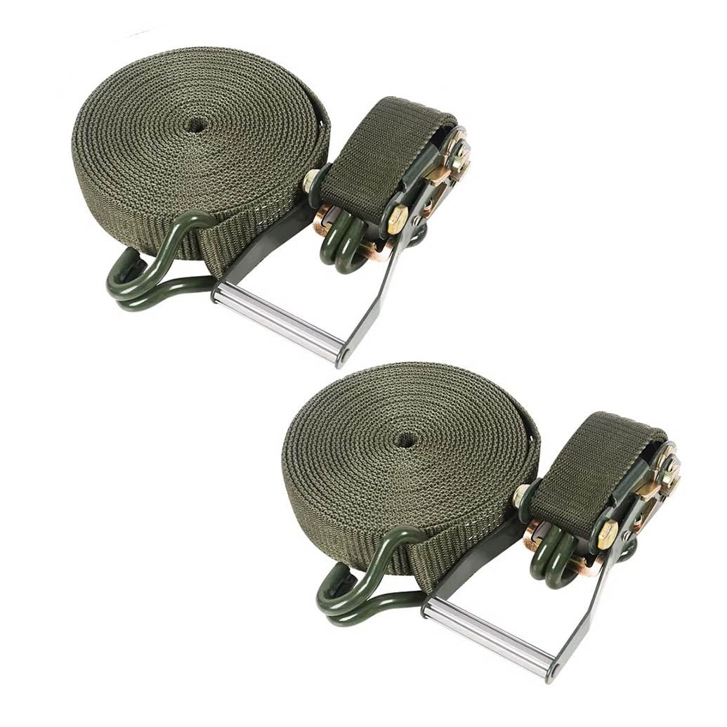 2Pcs 5000kg Cinghie Di Ancoraggio Con Gancio 10m Cinghia Di Fissaggio Cinghia Di Tensione Professionali Con Cricchetto E Gancio Due Parti 50mm Per Carico Su Rimorchi
