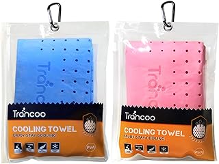 Trancoo 2 Packs PVA Cooling Towel(33"X7.85",Perforated Chill Towel, PVA Cooling Scarf,Sweat Rags for Workout, Gym Towel, N...